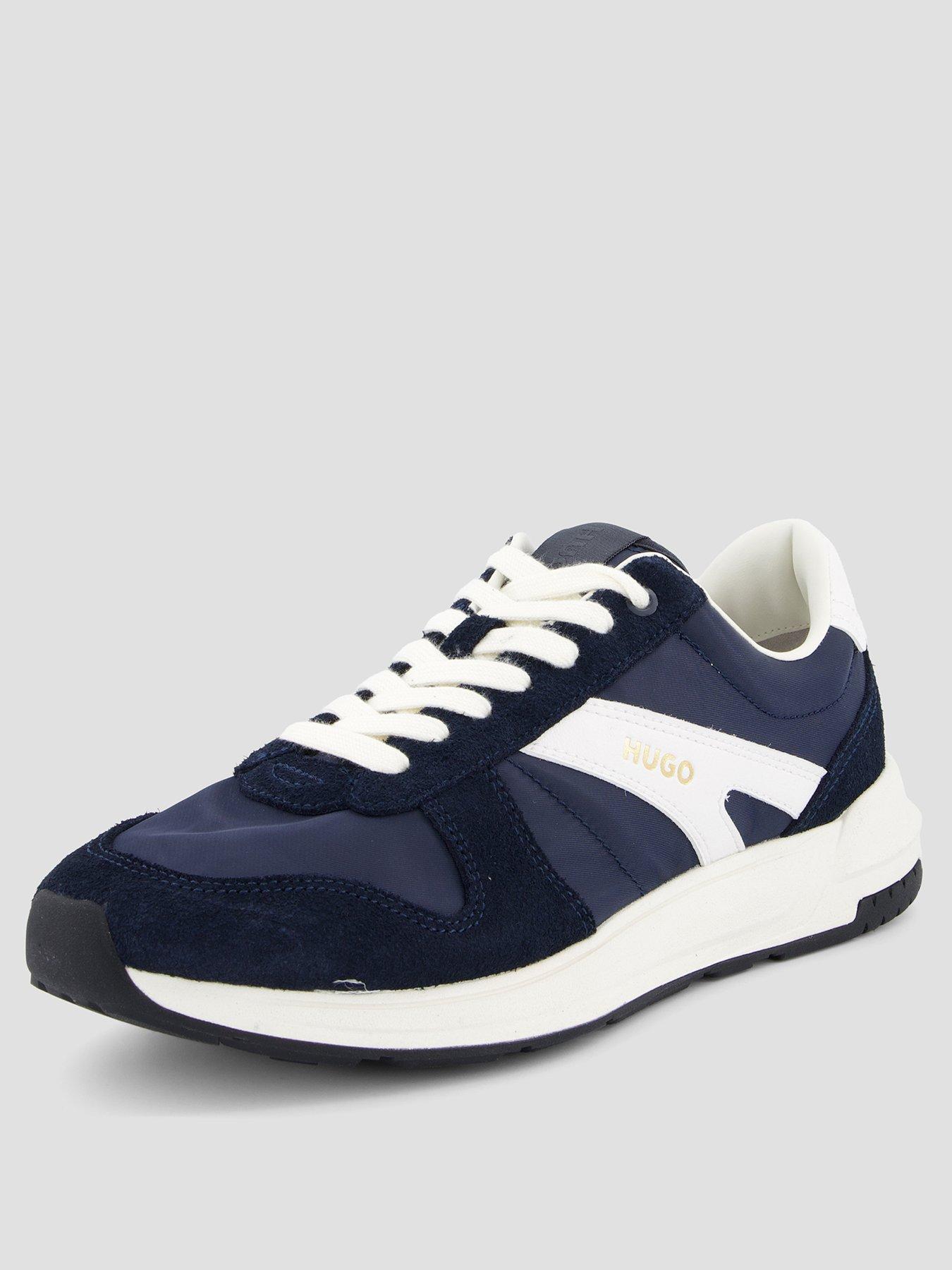 Image 2 of 7 of HUGO Suede Trim Trainers With Logo Details - Navy