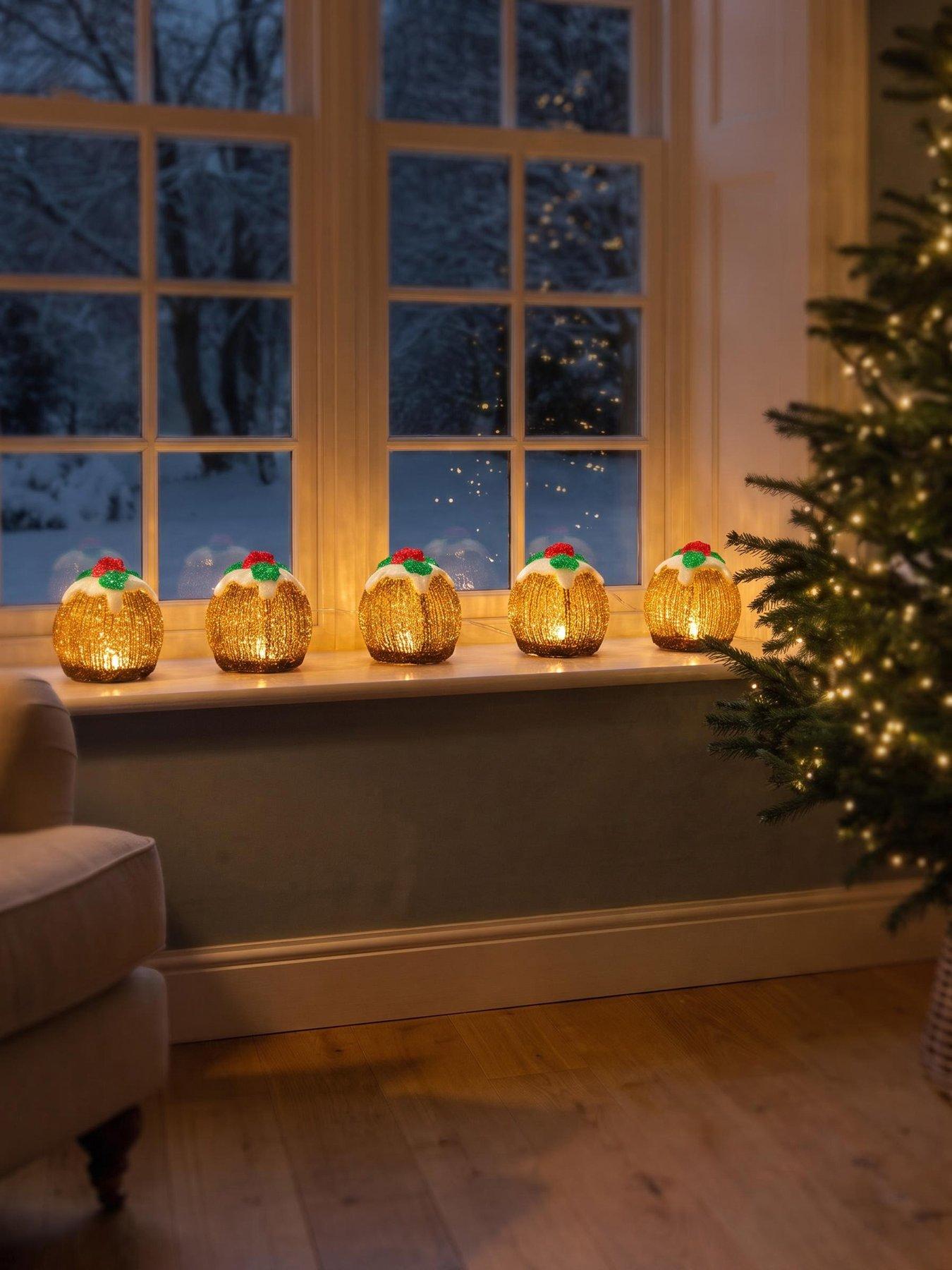 Three Kings Set of 5 Light Up Ice Xmas Pud Christmas Decorations