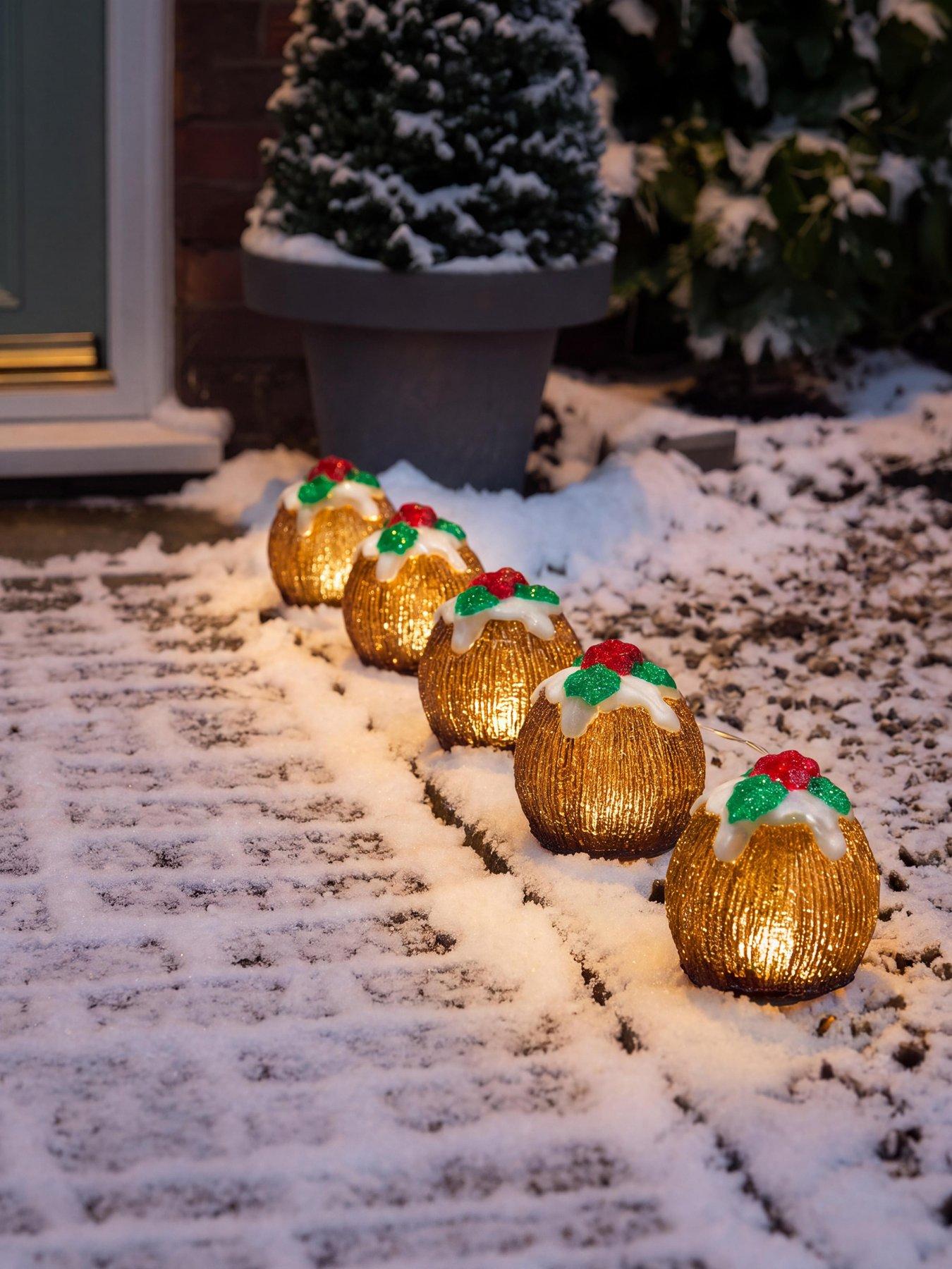 Three Kings Set of 5 Light Up Ice Xmas Pud Christmas Decorations