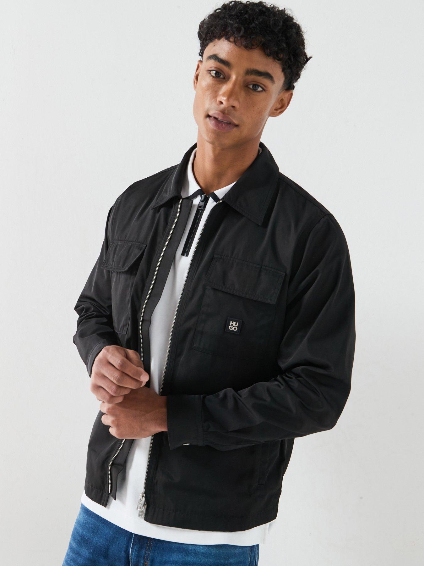 HUGO Stacked Nickel Oversized Double Zip Overshirt - Black
