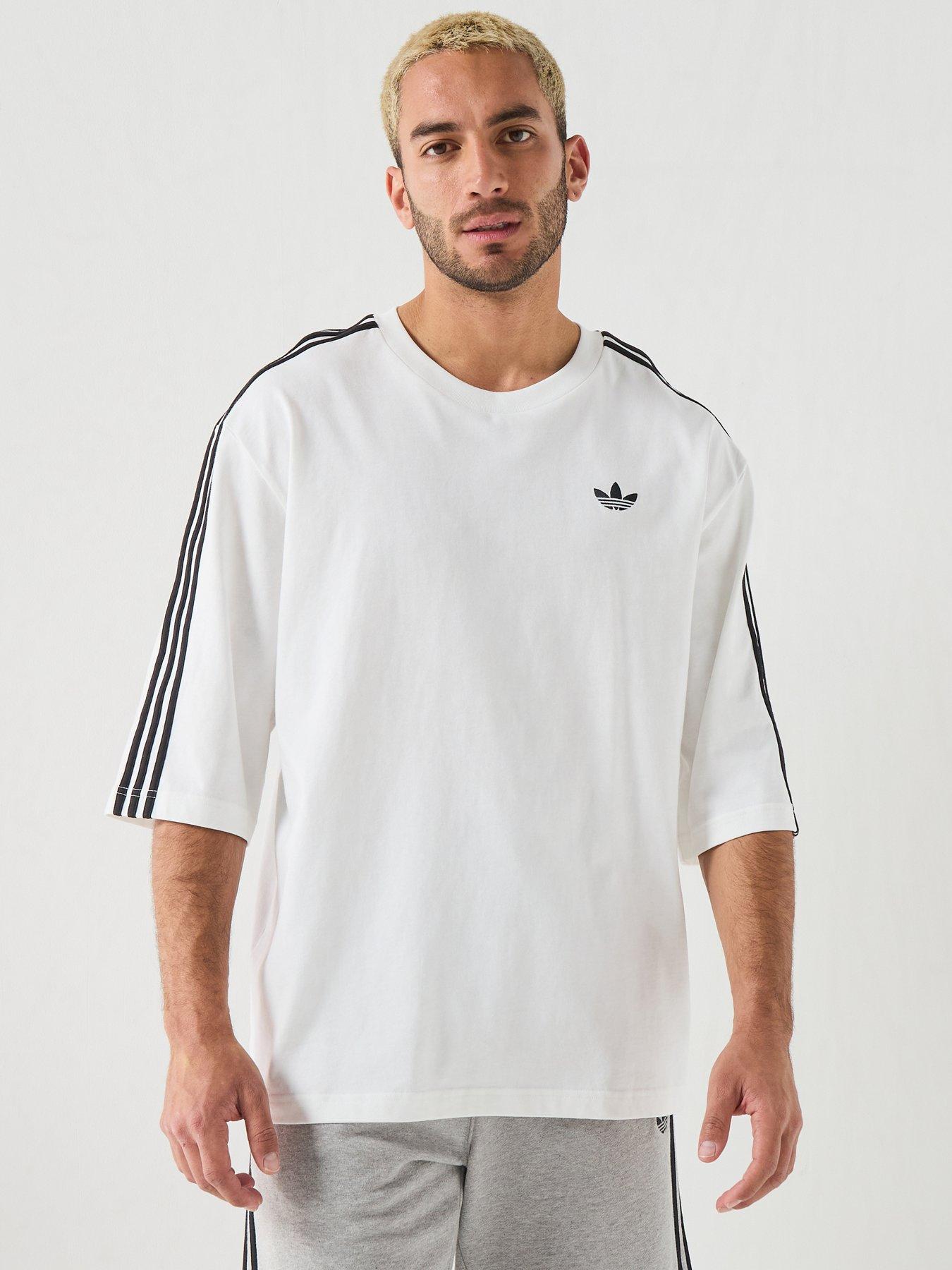 adidas Originals Men's Adicolor 3-Stripes Oversized Cotton T-Shirt - White