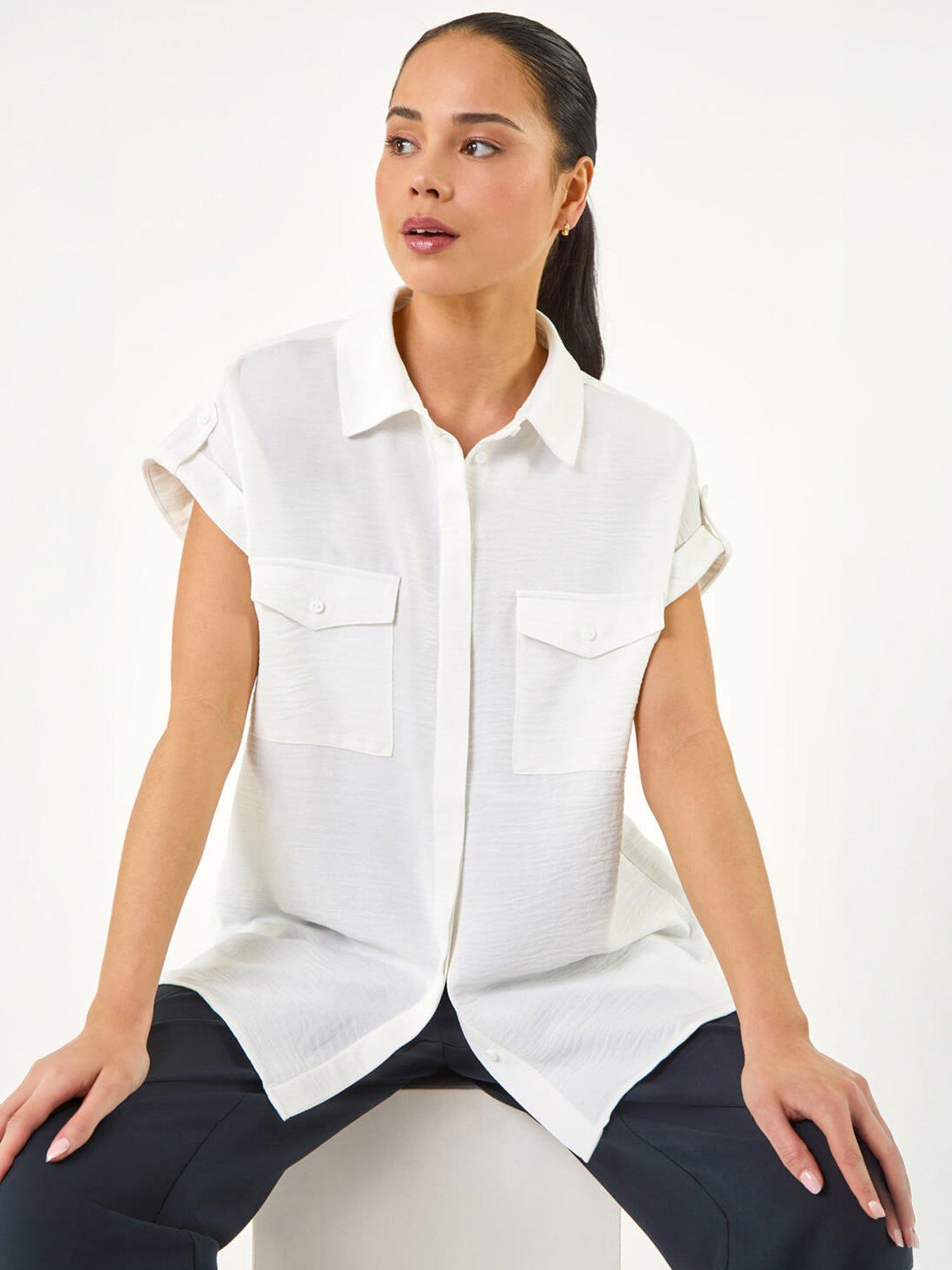 Roman Petite Pocket Button Blouse
