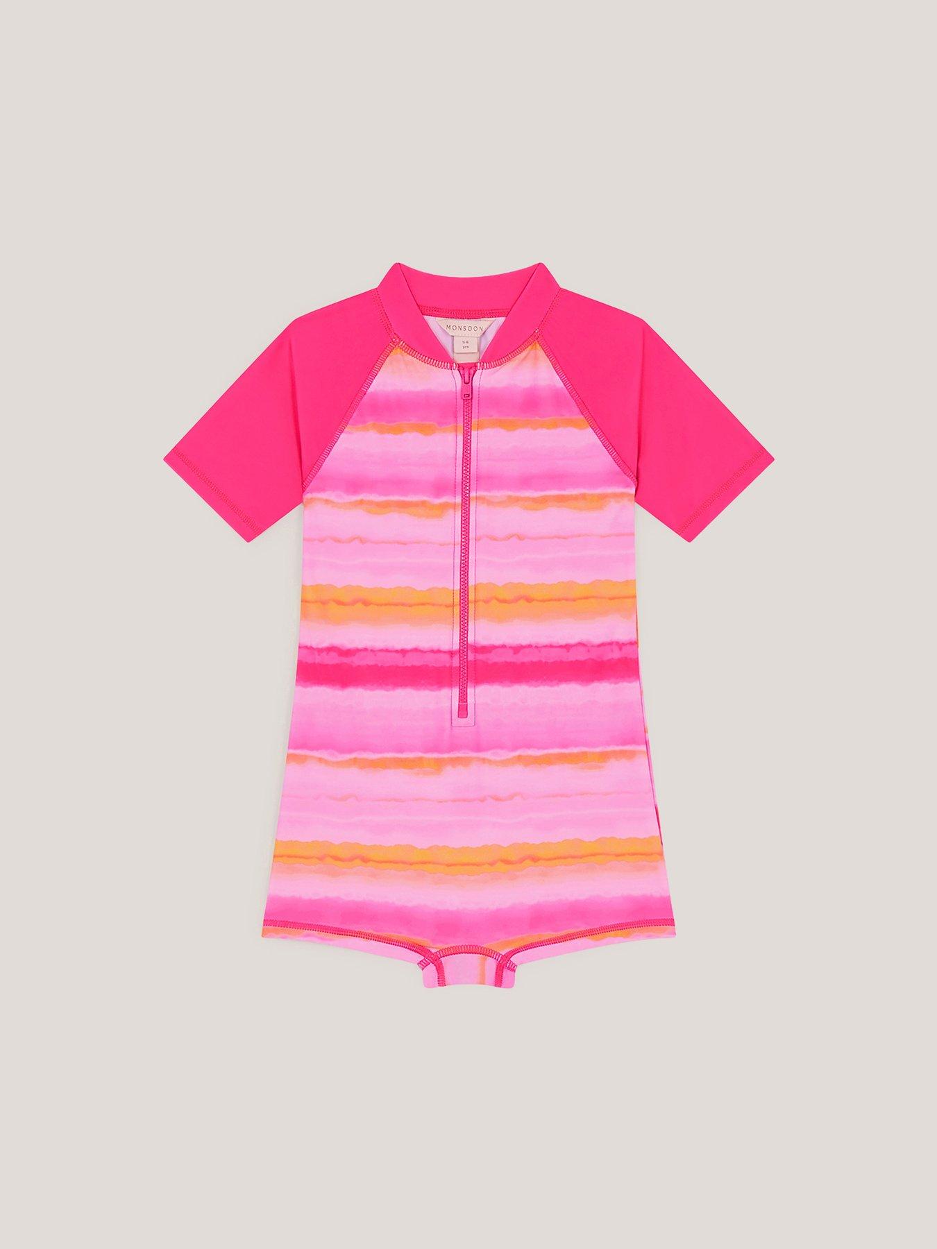 Image 1 of 3 of Monsoon Girls Tye Dye Upf Surfsuit - Pink