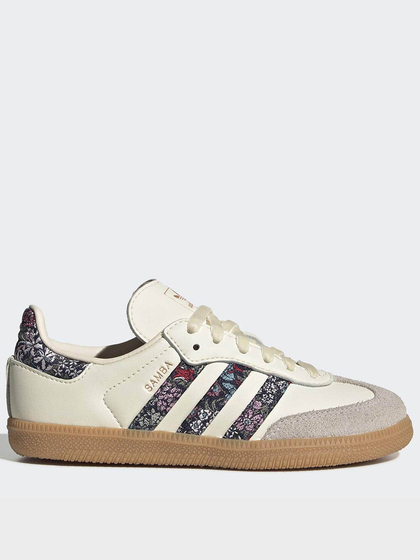 adidas Originals Kids' Floral Print Samba Leather Trainers - White