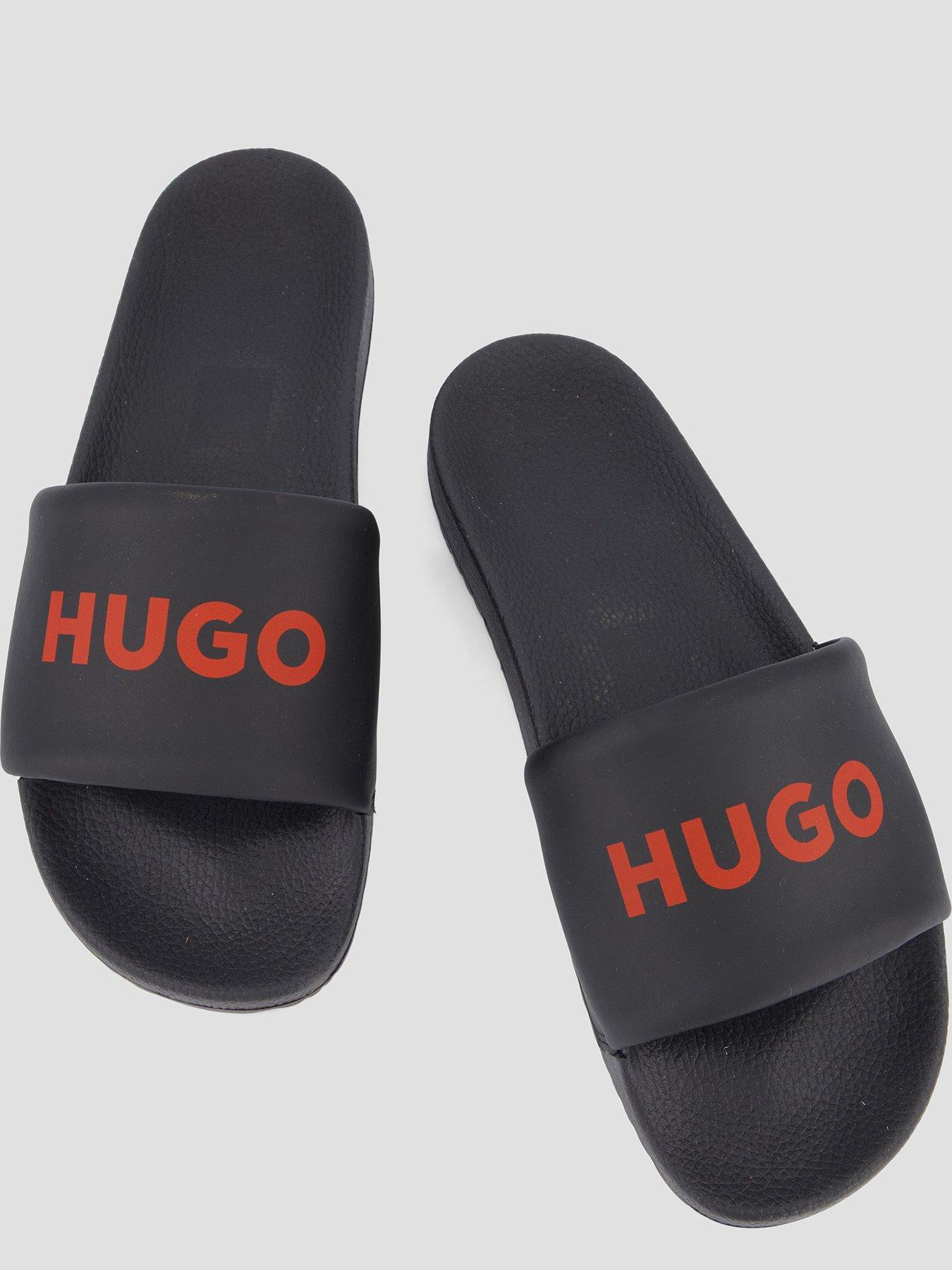 Image 3 of 7 of HUGO Logo Pool Slides - Black