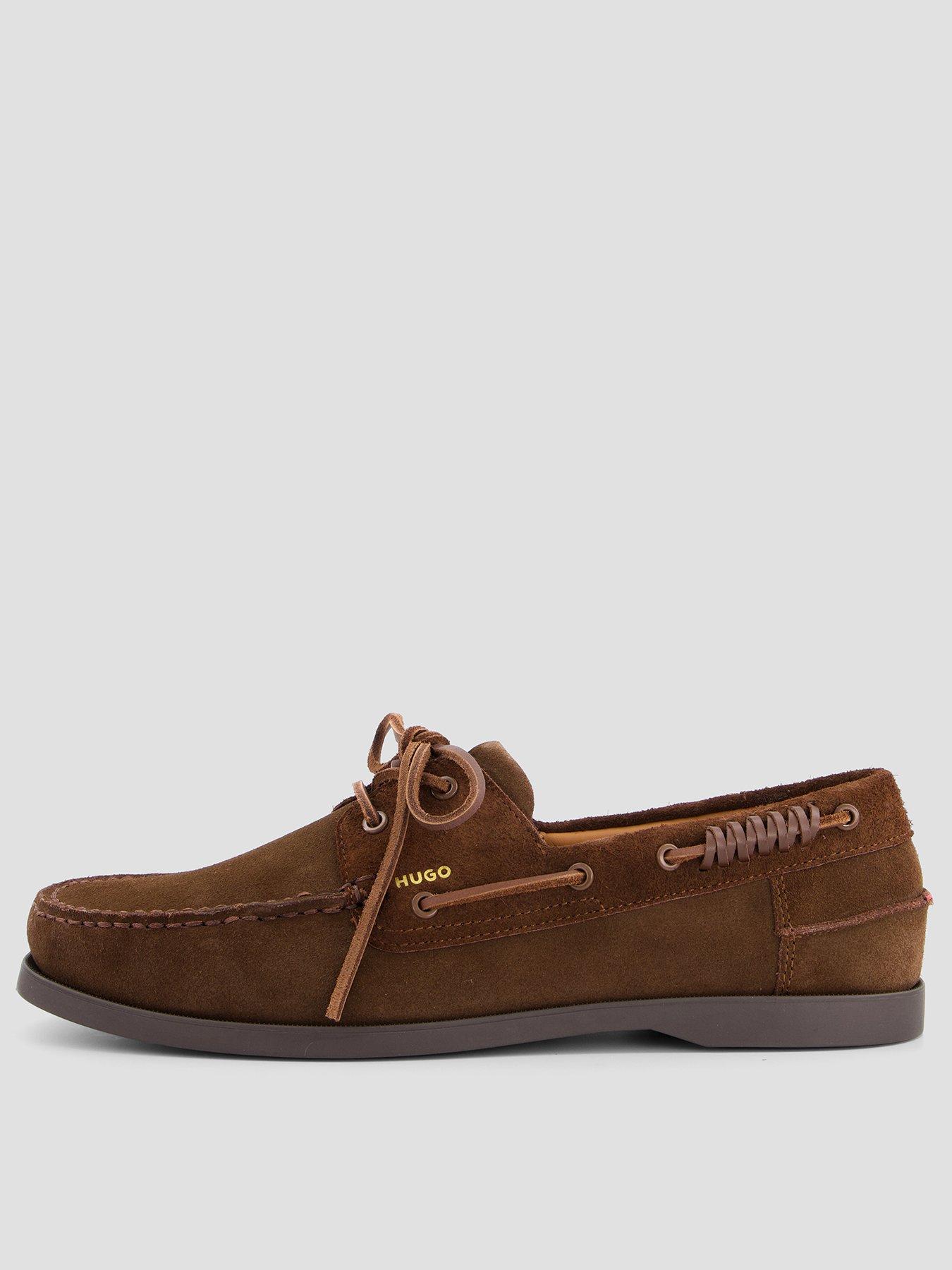 HUGO Darcy Suede Boat Shoes - Brown