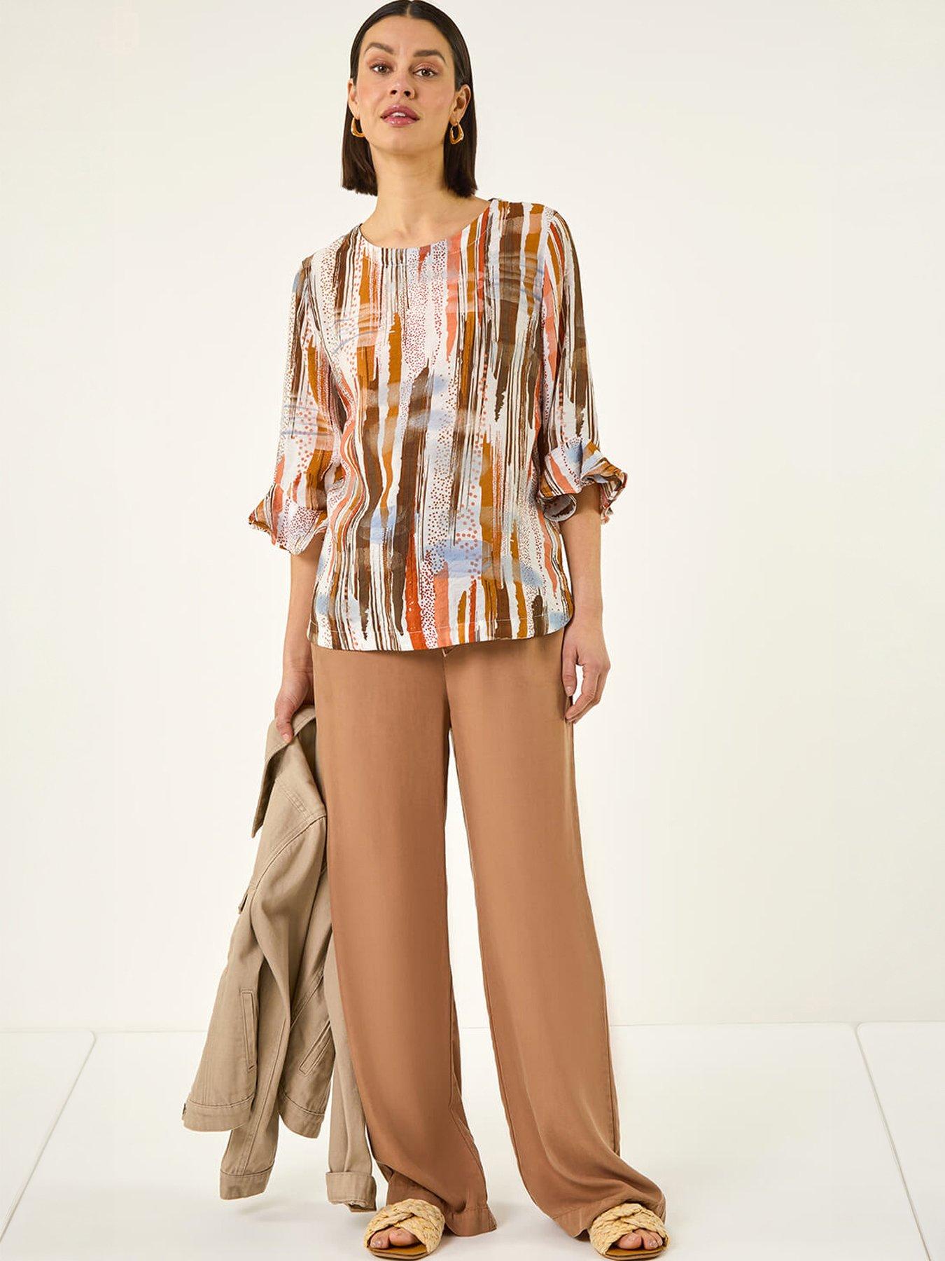 Image 3 of 5 of Roman Abstract Print Frill Sleeve Top