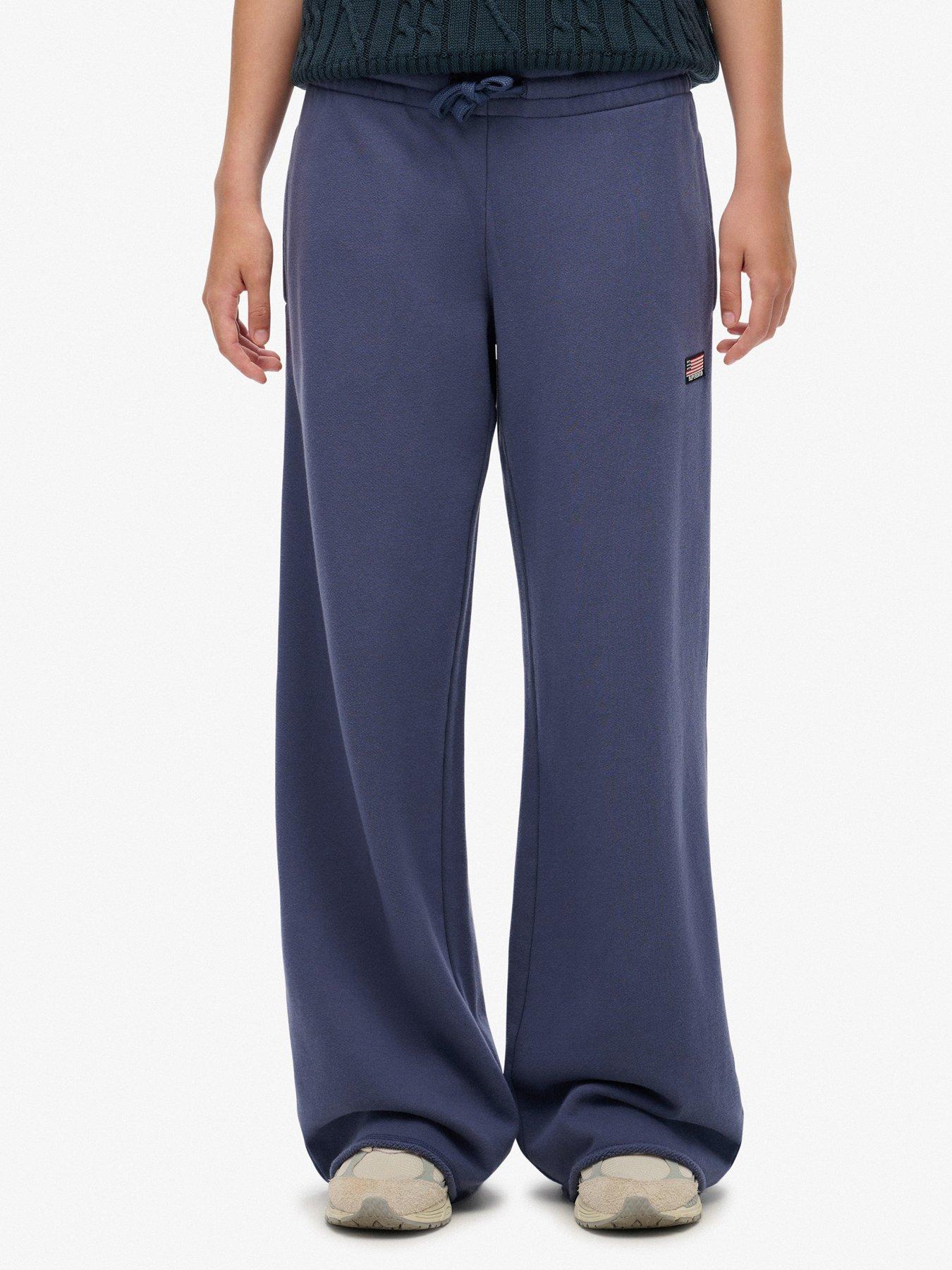 Image 1 of 7 of Superdry Athletic Essentials Wide Leg Joggers- Navy