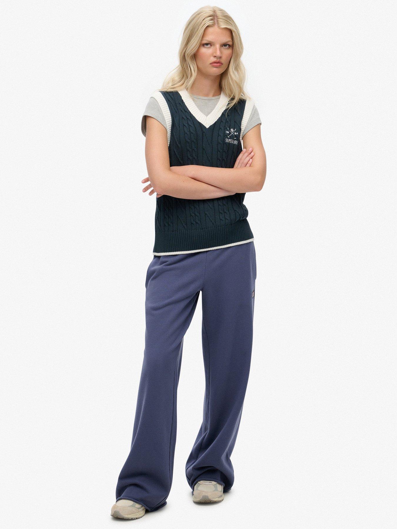 Image 3 of 7 of Superdry Athletic Essentials Wide Leg Joggers- Navy