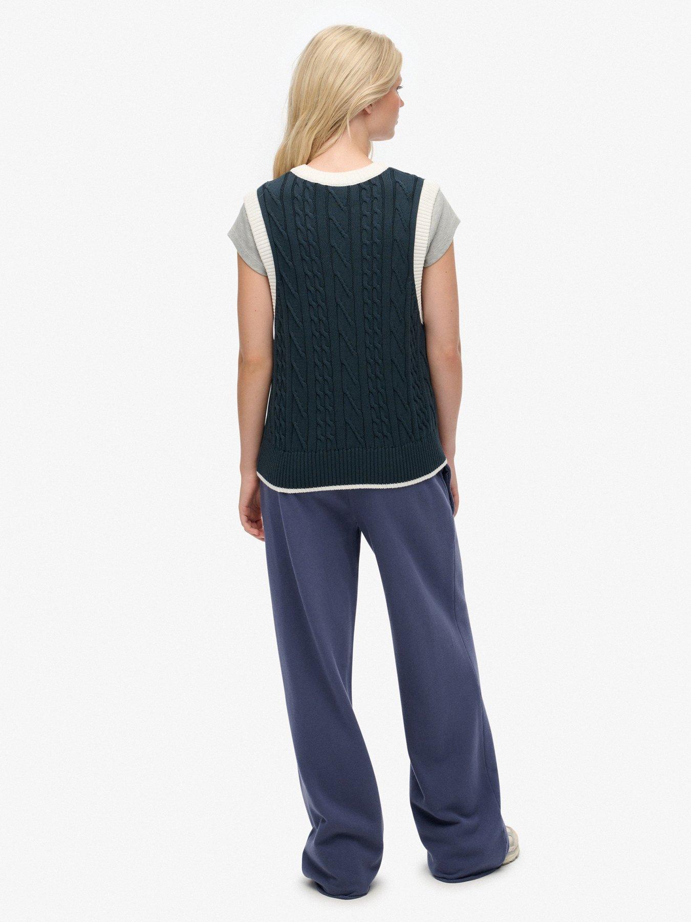Image 4 of 7 of Superdry Athletic Essentials Wide Leg Joggers- Navy