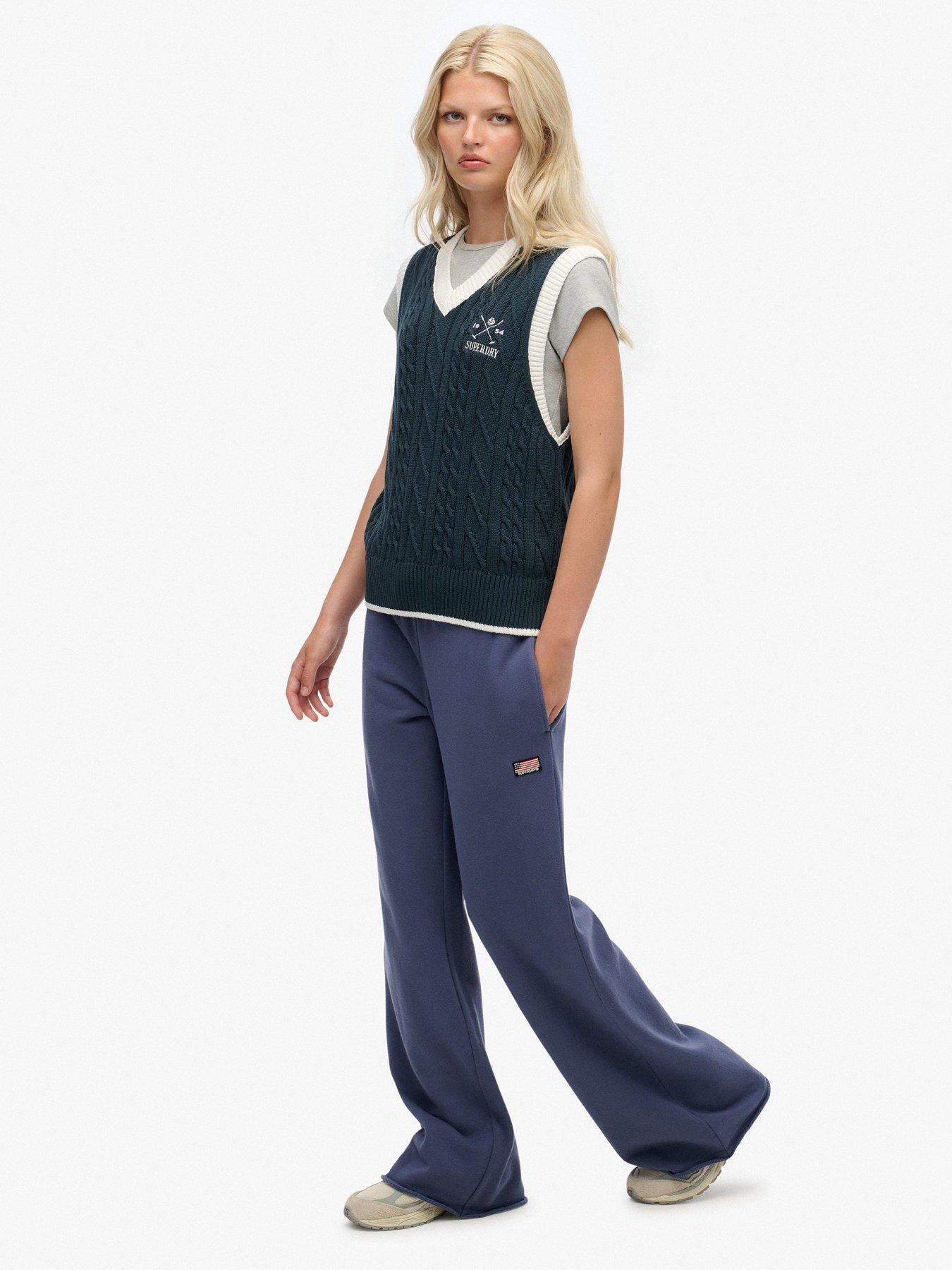Image 5 of 7 of Superdry Athletic Essentials Wide Leg Joggers- Navy