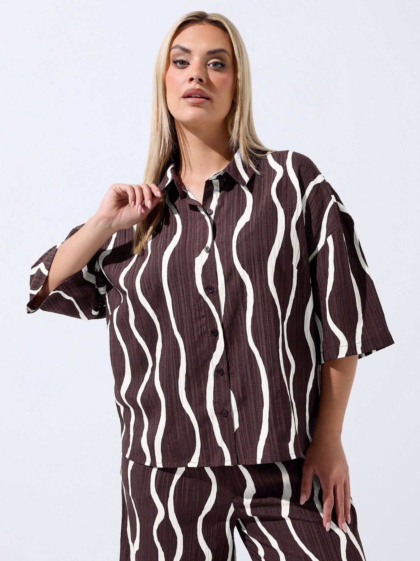 Yours Curve Cord Shirt Co-Ord - Brown