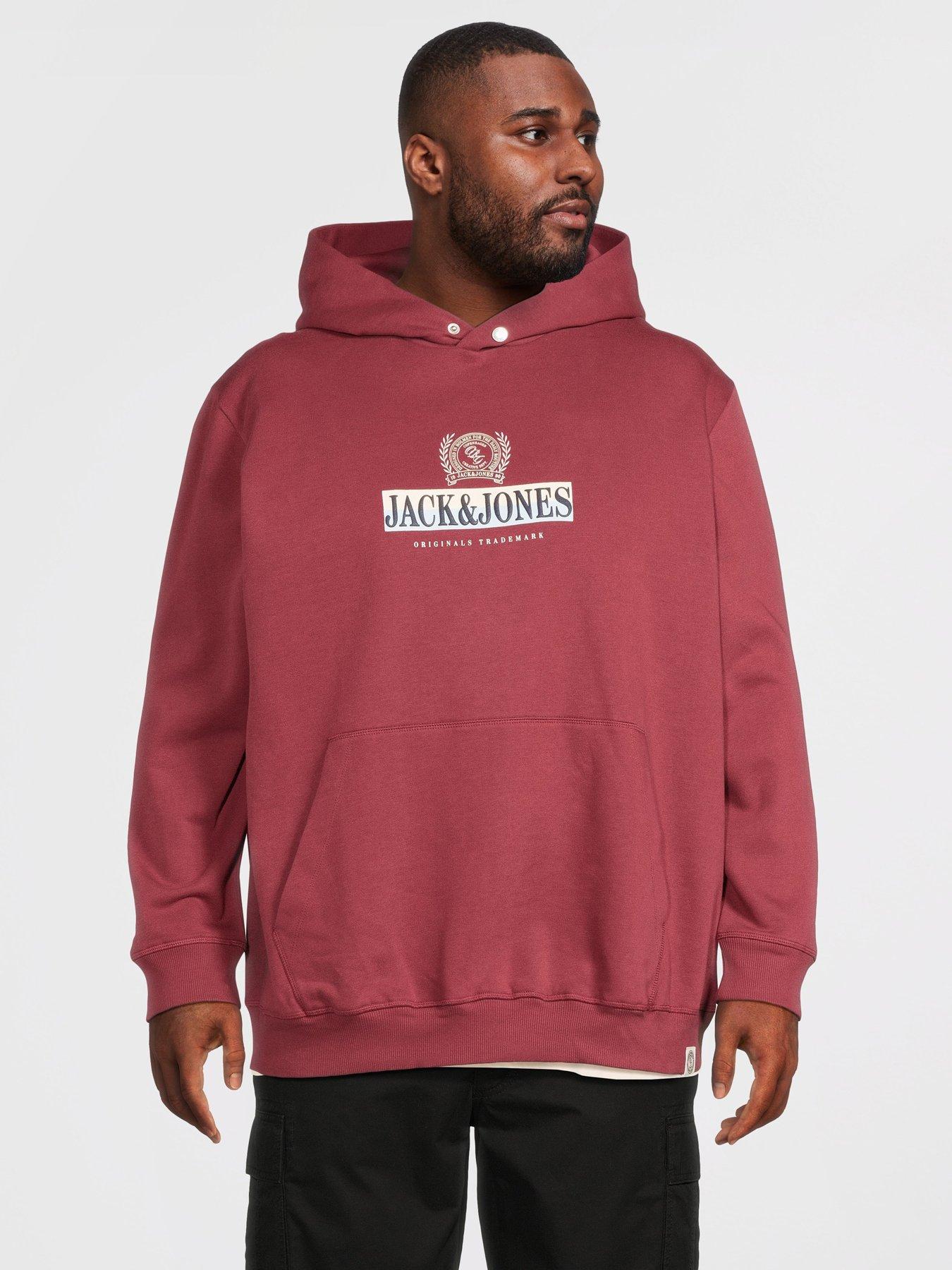 Image 1 of 5 of Jack & Jones Men's Plus Size Graphic Hoodie with Kangaroo Pocket - Chocolate Truffle