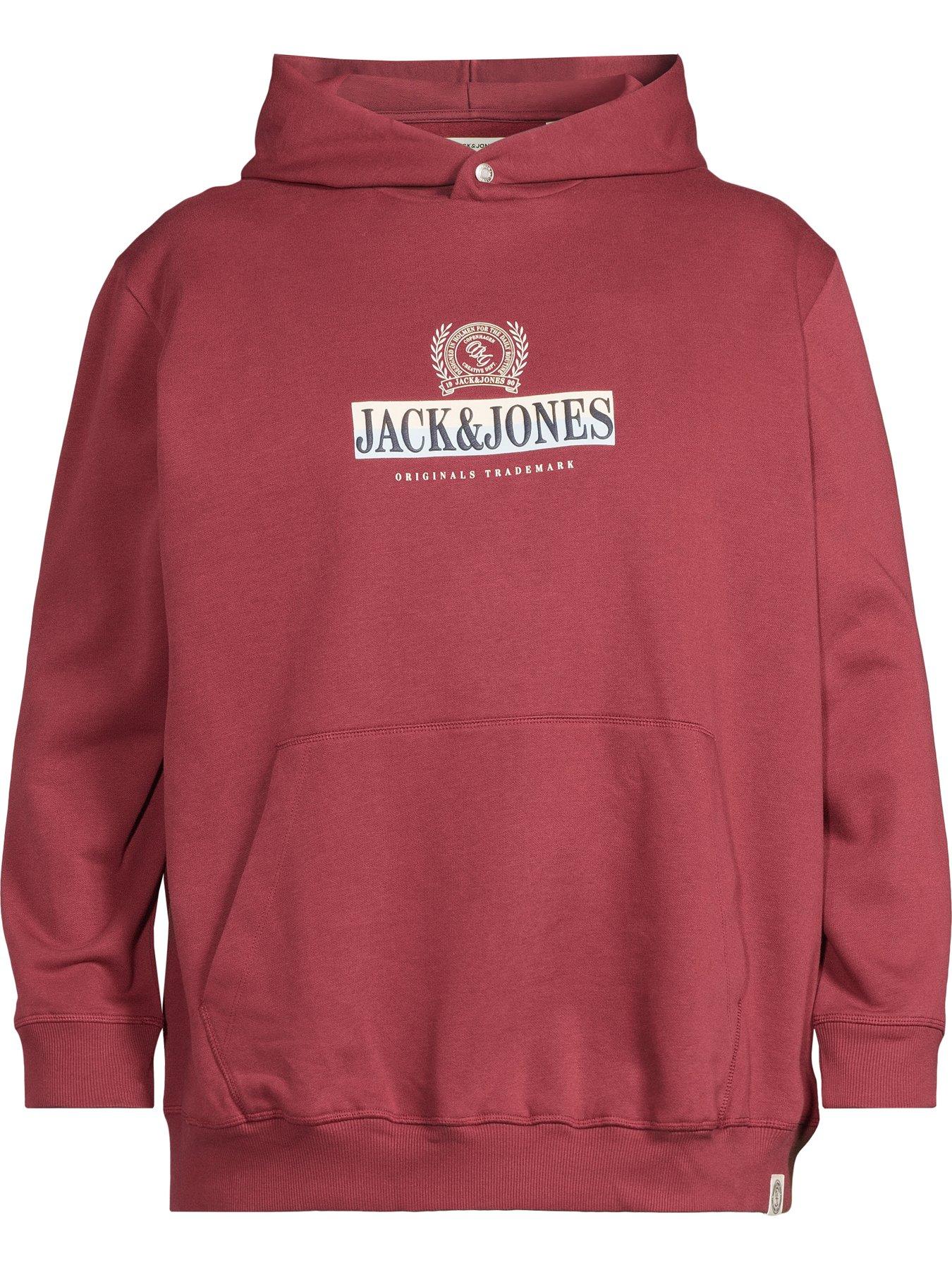 Image 5 of 5 of Jack & Jones Men's Plus Size Graphic Hoodie with Kangaroo Pocket - Chocolate Truffle