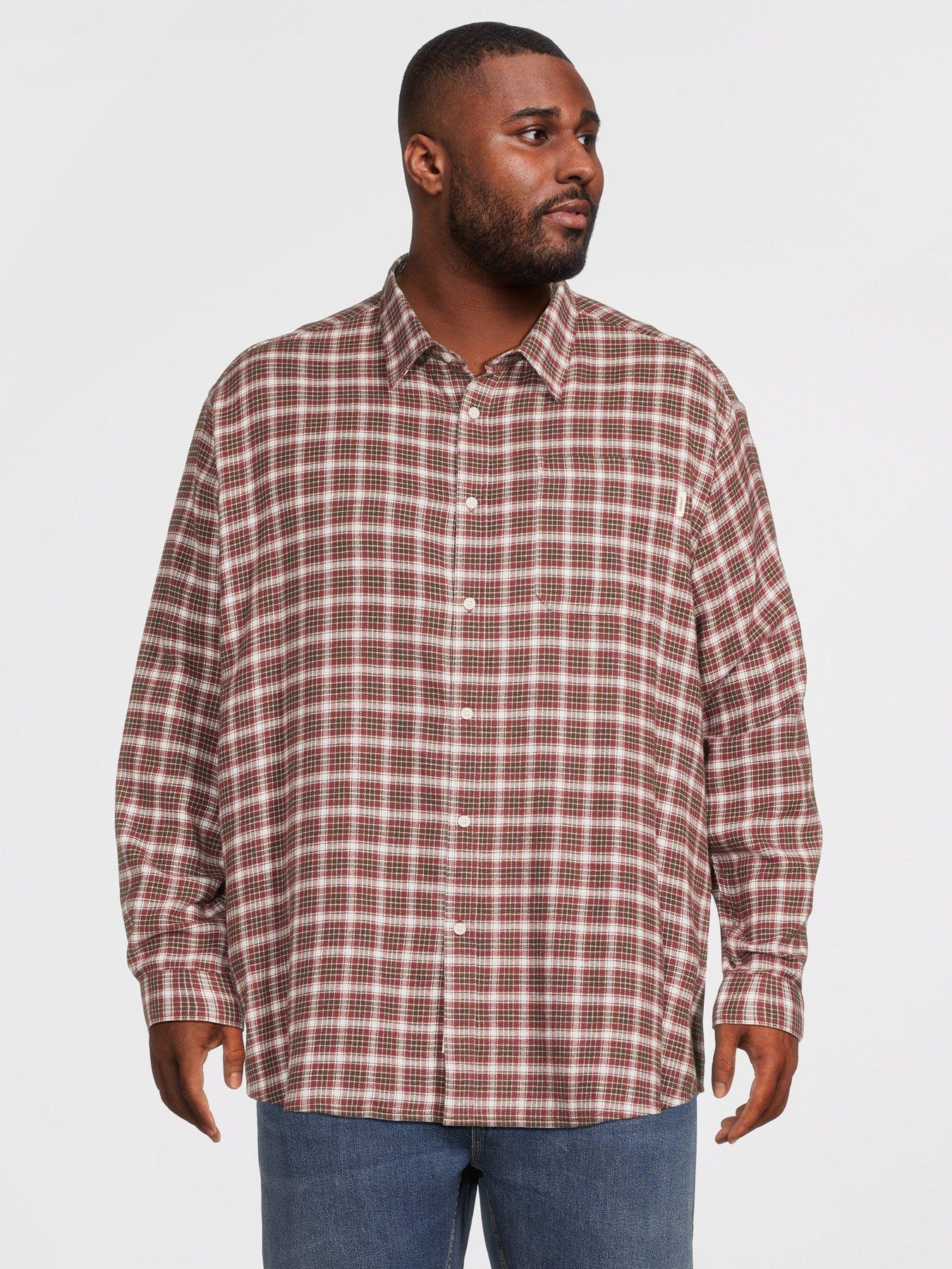Image 1 of 5 of Jack & Jones Plus Frederiksberg Checked Flannel Long Sleeve Shirt - Brown