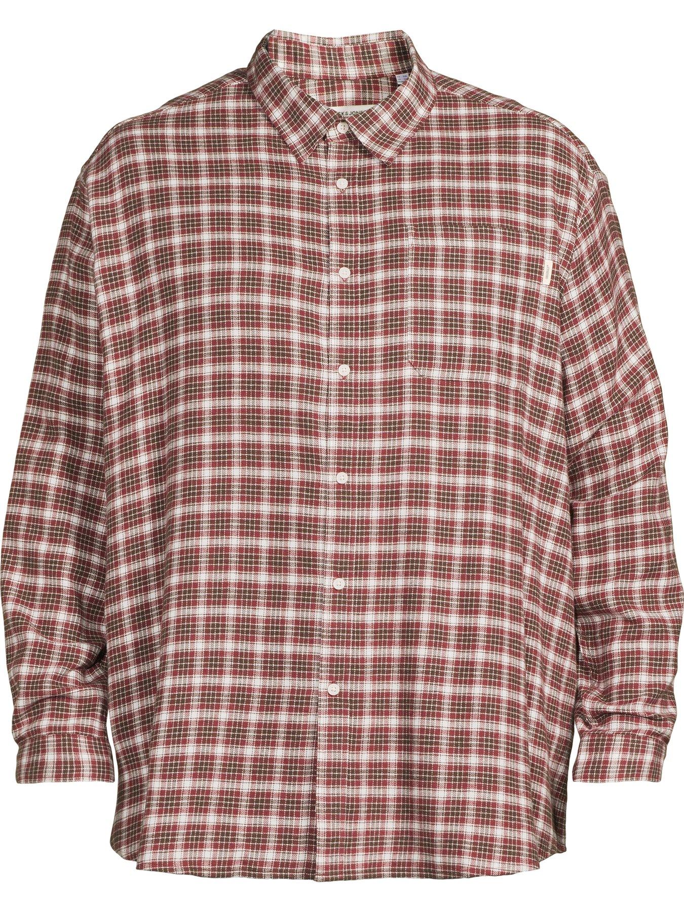Image 5 of 5 of Jack & Jones Plus Frederiksberg Checked Flannel Long Sleeve Shirt - Brown