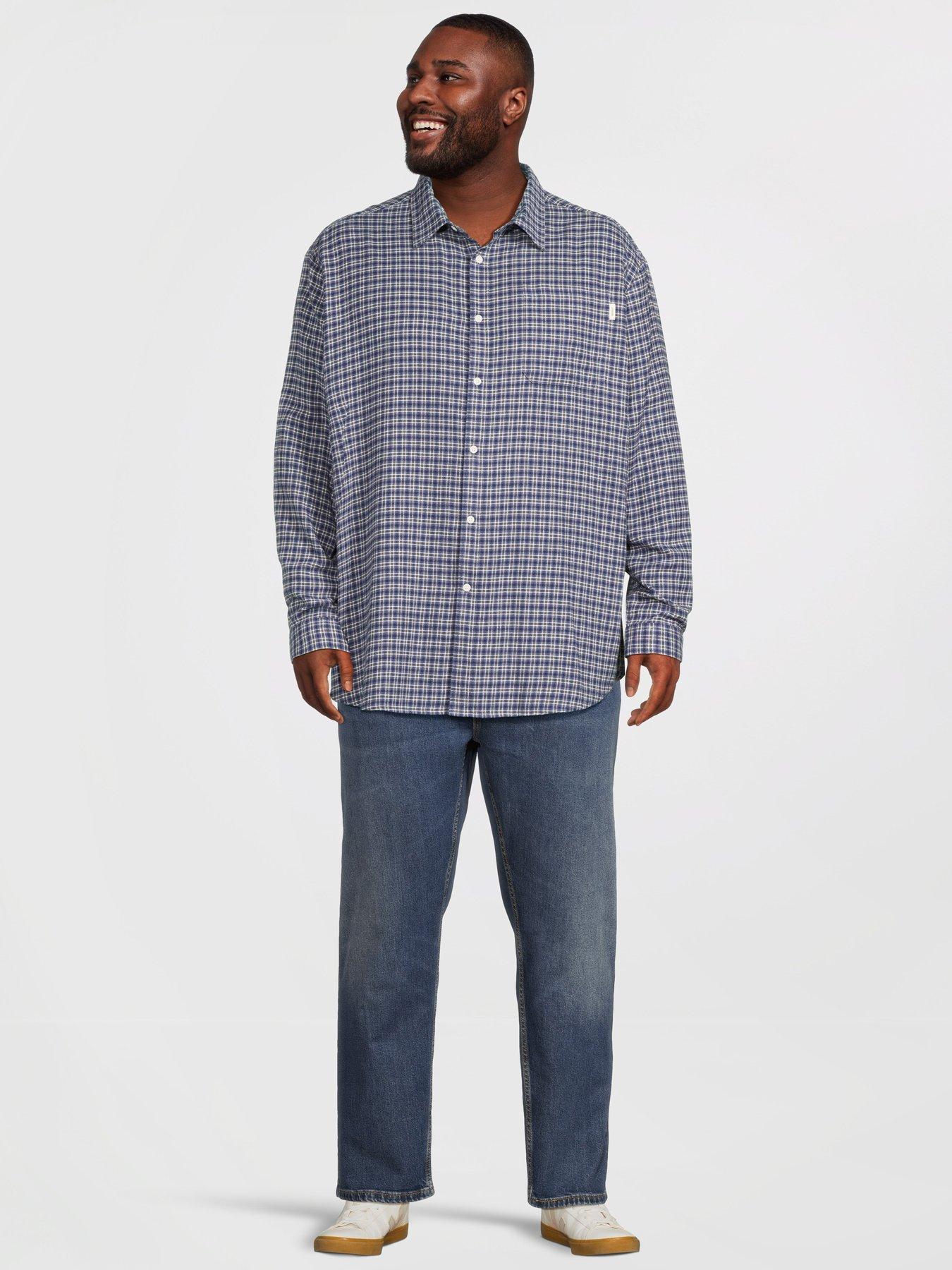 Image 3 of 5 of Jack & Jones Plus Frederiksberg Checked Flannel Long Sleeve Shirt - Blue