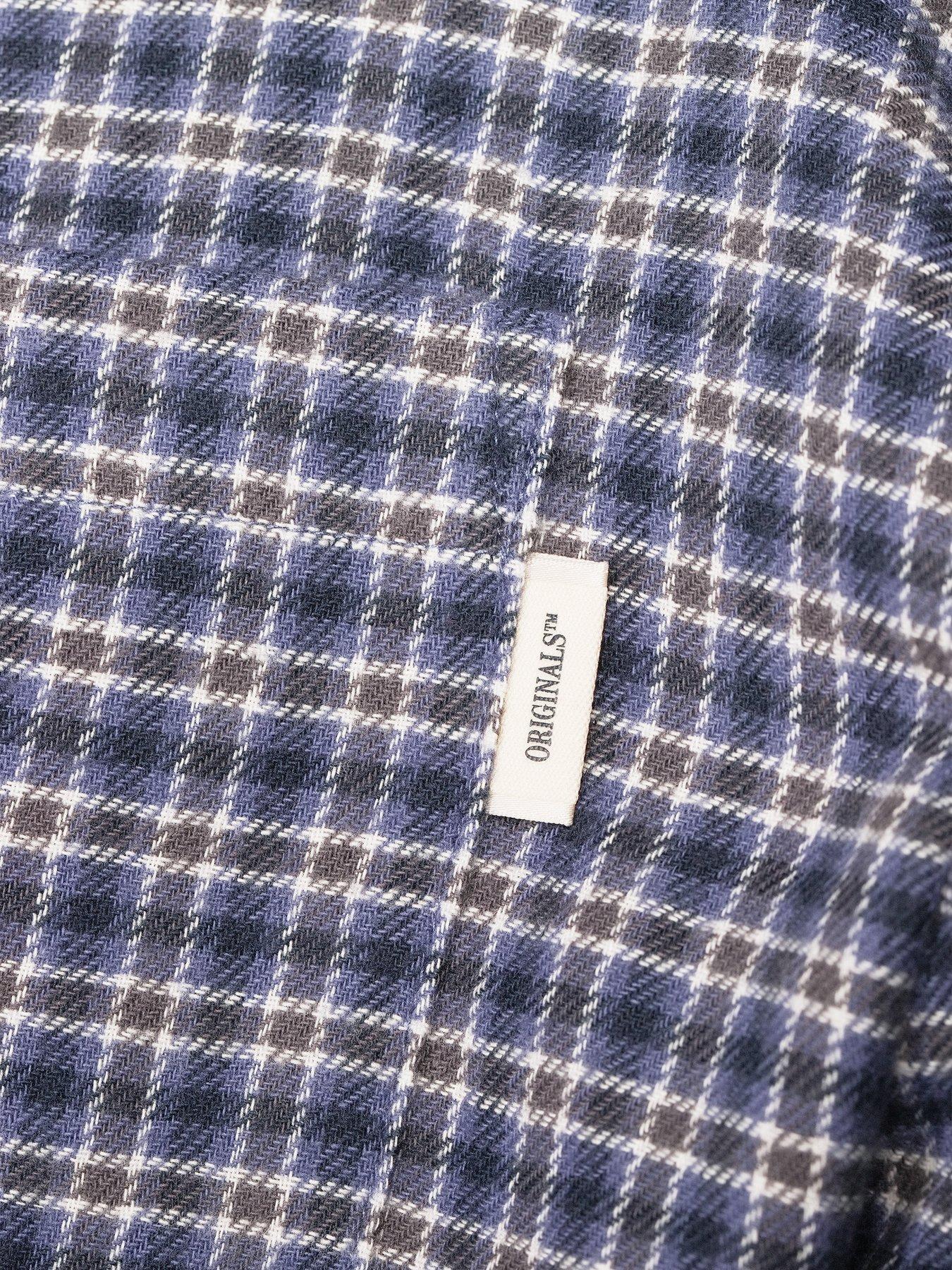 Image 4 of 5 of Jack & Jones Plus Frederiksberg Checked Flannel Long Sleeve Shirt - Blue