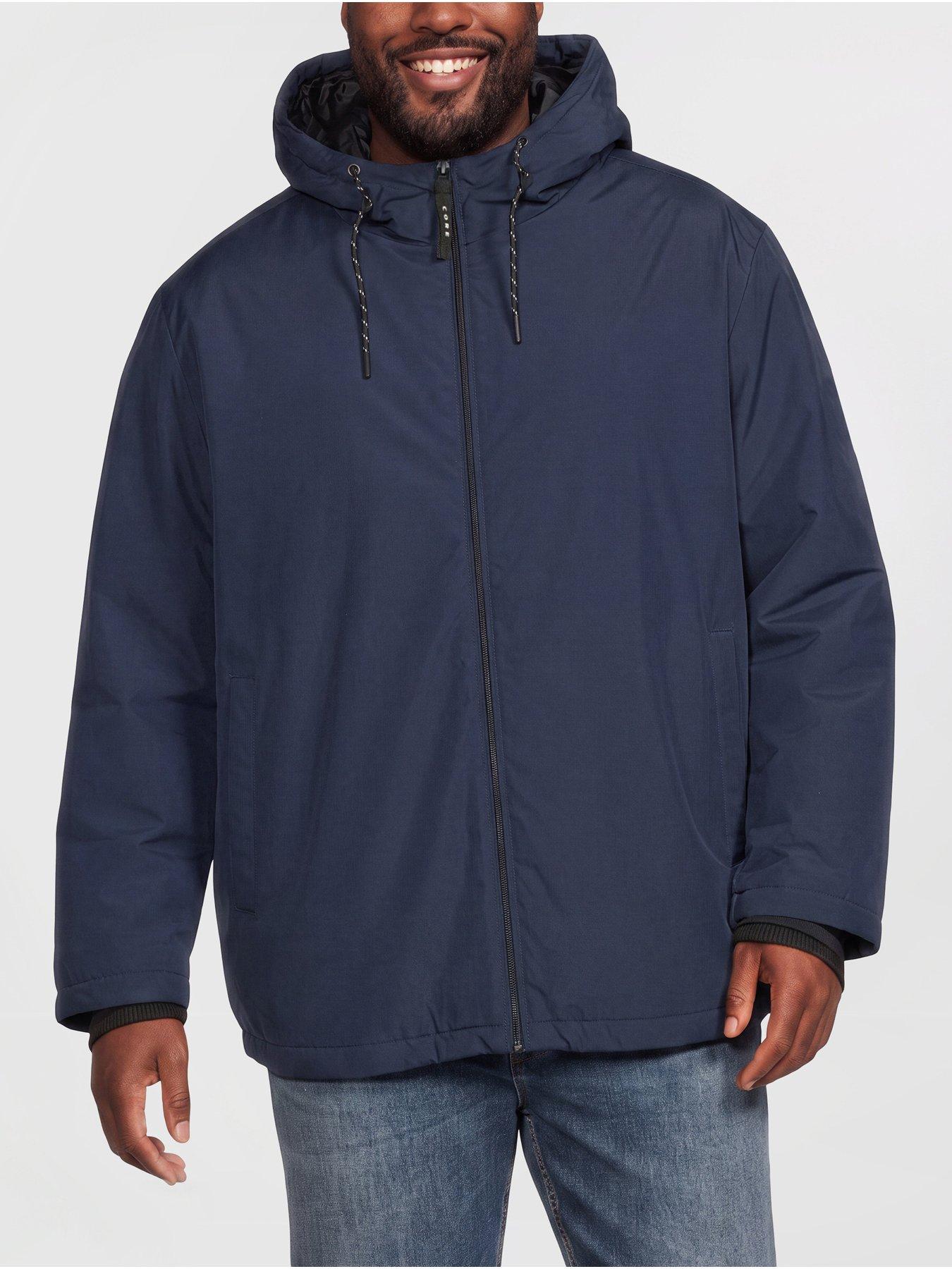 Image 1 of 6 of Jack & Jones Mens Plus Size Hooded Zip-Through Jacket - Navy Blazer