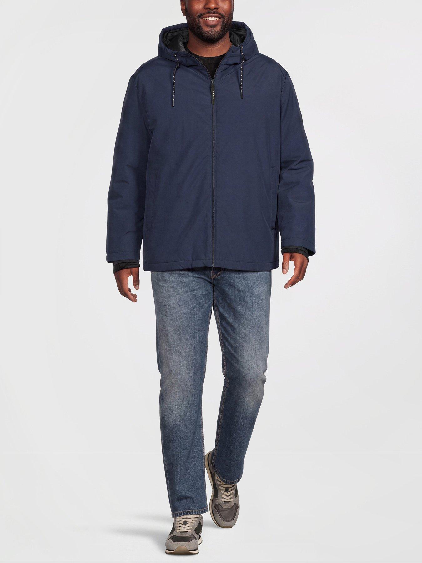 Image 4 of 6 of Jack & Jones Mens Plus Size Hooded Zip-Through Jacket - Navy Blazer