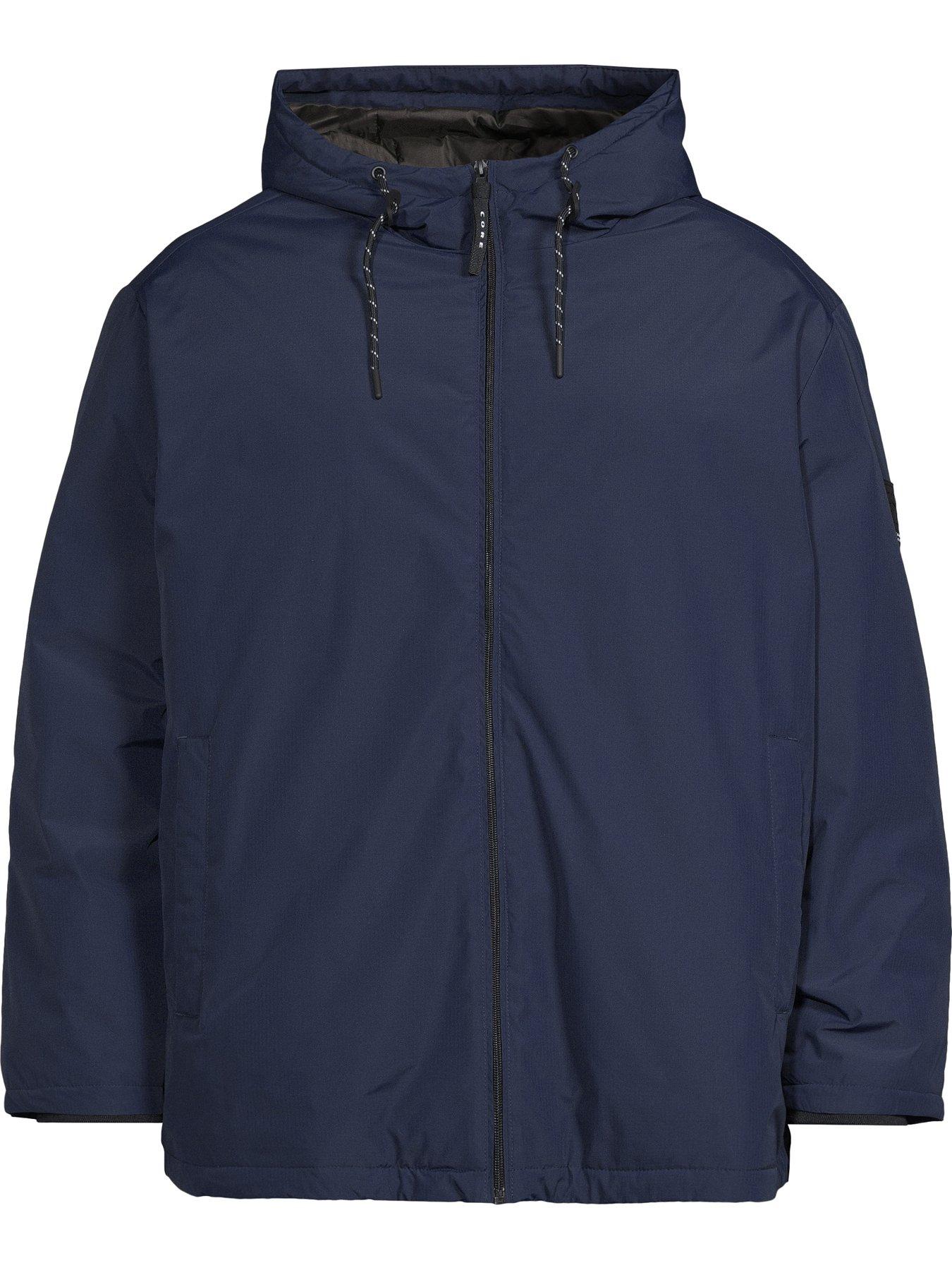 Image 6 of 6 of Jack & Jones Mens Plus Size Hooded Zip-Through Jacket - Navy Blazer