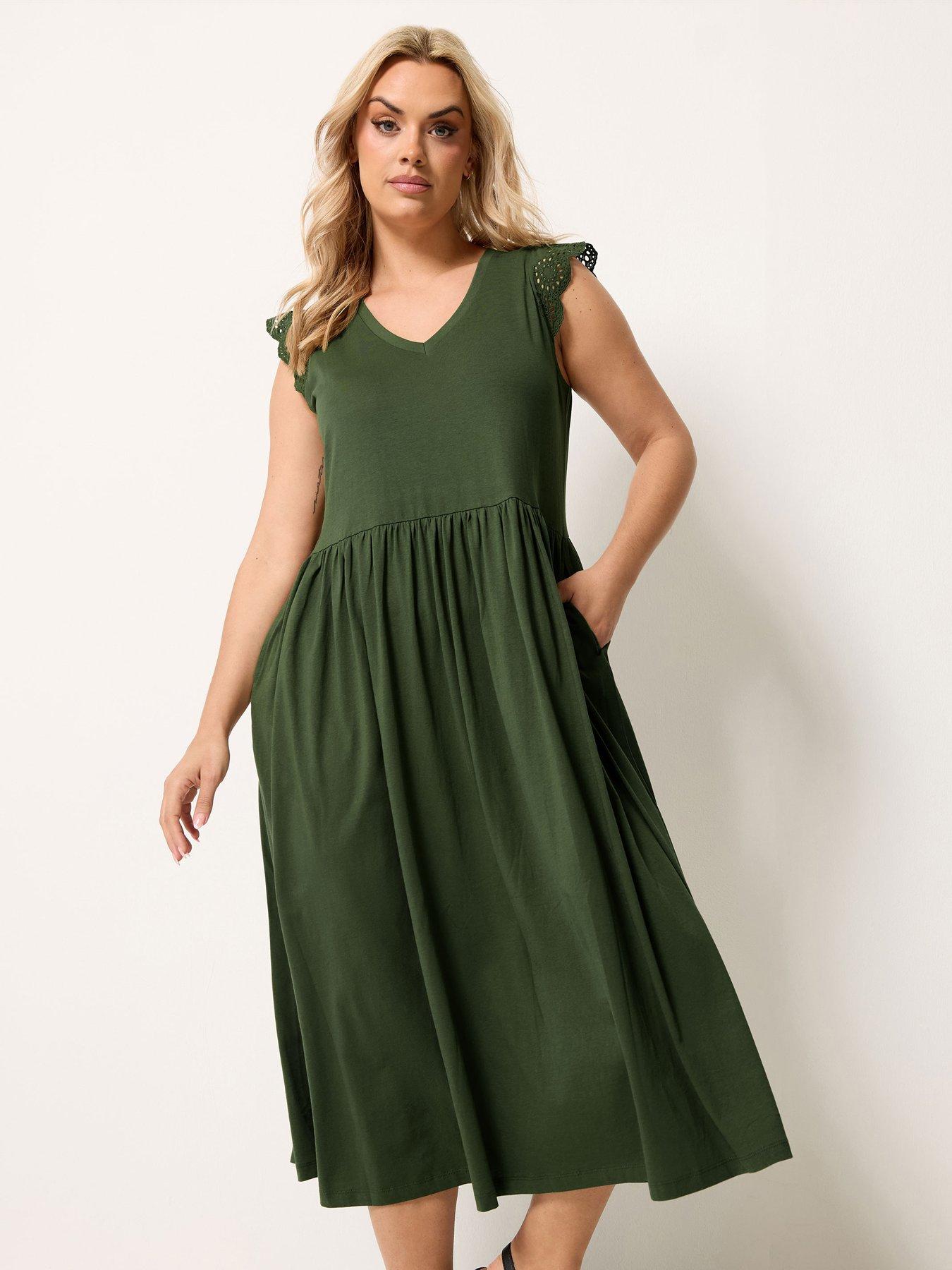 Yours Curve Broderie Sleeve Midaxi Dress