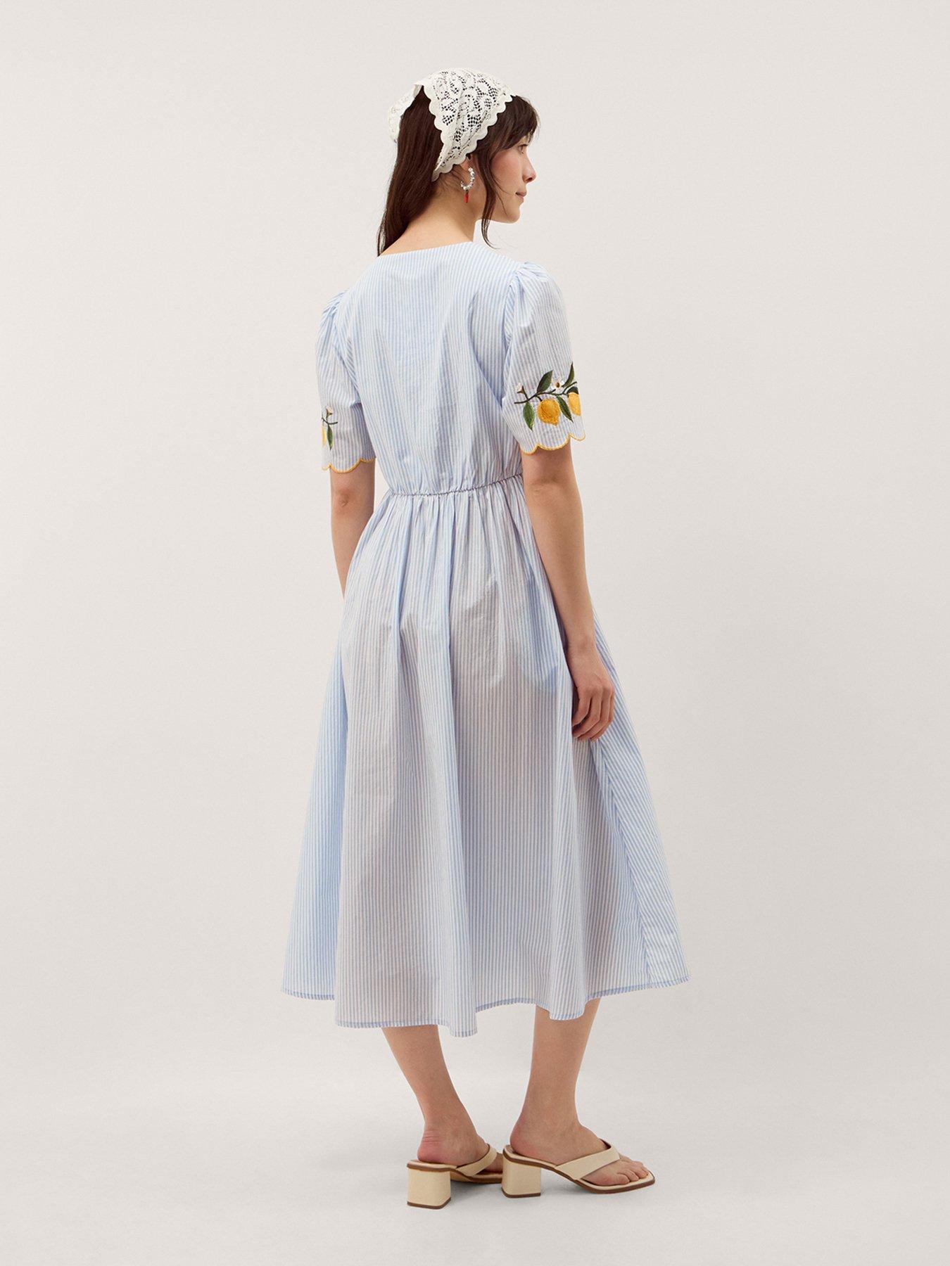 Image 2 of 5 of Monsoon Marisol Embroidered Midi Dress - Blue
