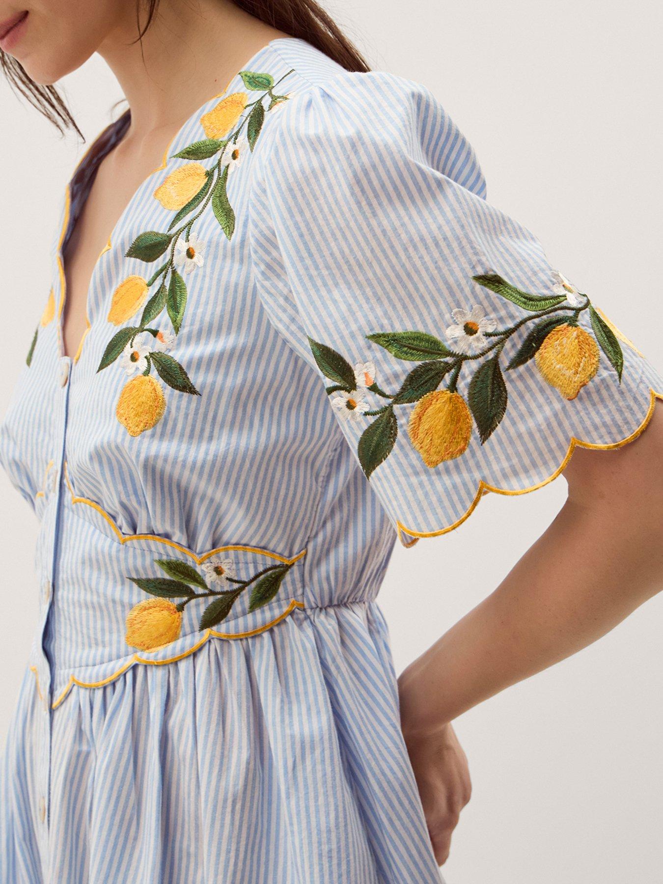 Image 4 of 5 of Monsoon Marisol Embroidered Midi Dress - Blue