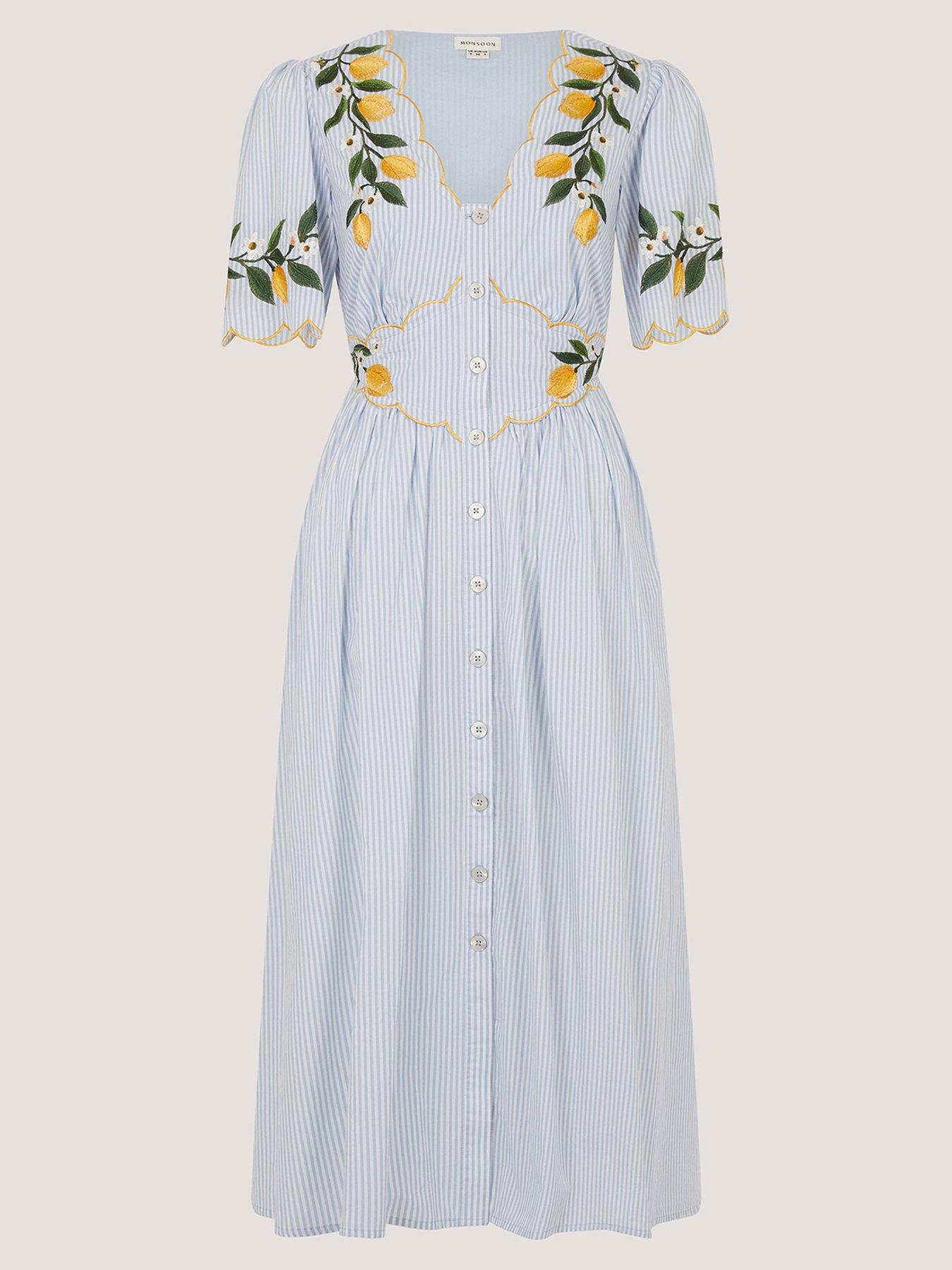 Image 5 of 5 of Monsoon Marisol Embroidered Midi Dress - Blue