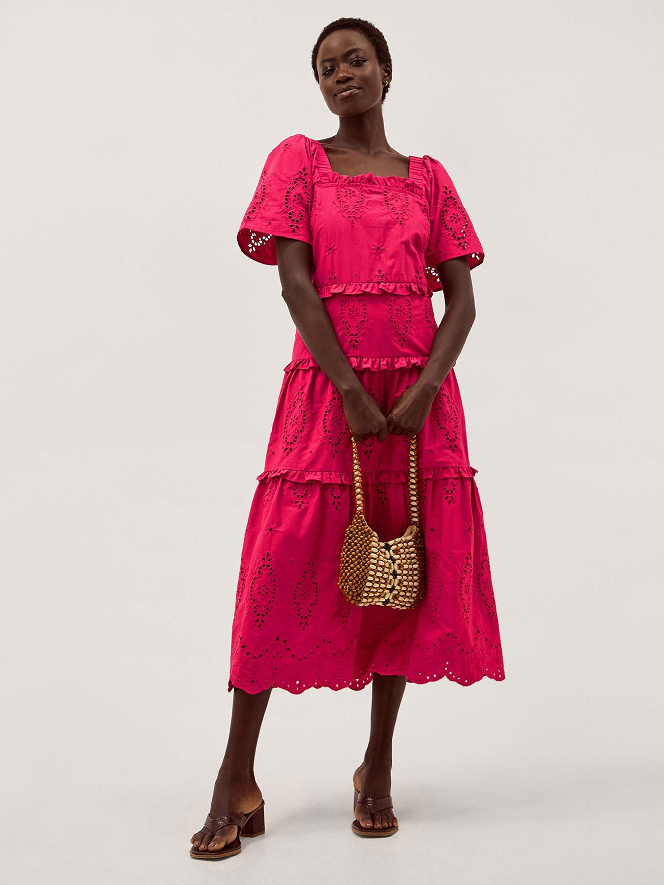 Image 2 of 5 of Monsoon Brooke Cutwork Dress - Pink