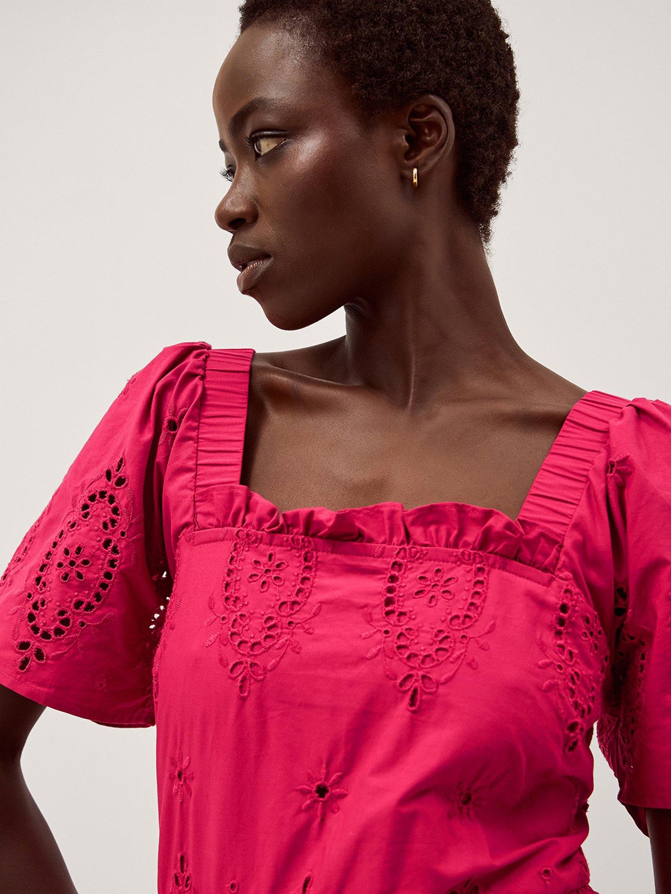 Image 3 of 5 of Monsoon Brooke Cutwork Dress - Pink
