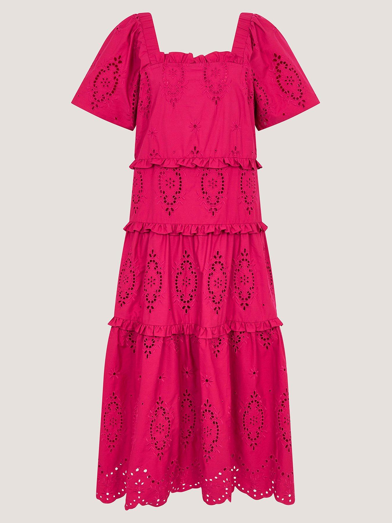 Image 5 of 5 of Monsoon Brooke Cutwork Dress - Pink