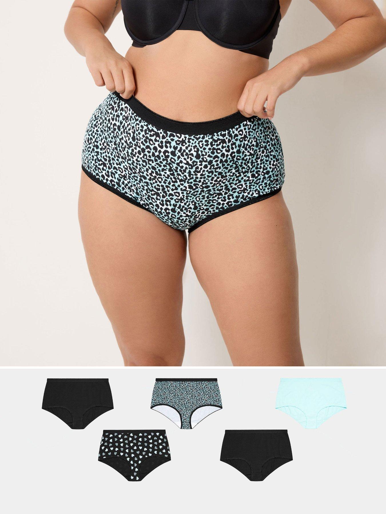 Yours Curve 5 Pack Animal Star Print Full Briefs - Multi