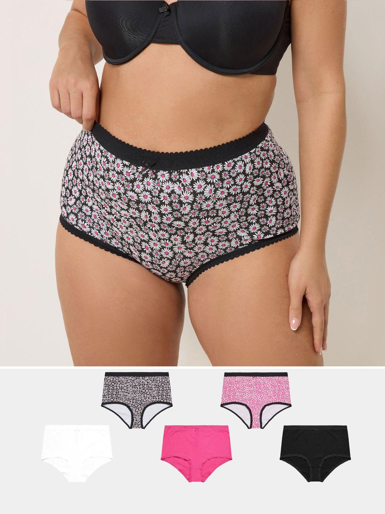 Yours Curve 5 Pack Daisy Print Full Briefs - Multi