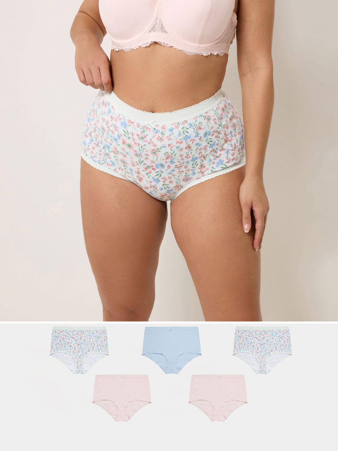 Yours Curve 5 Pack Floral Print Full Briefs - Multi