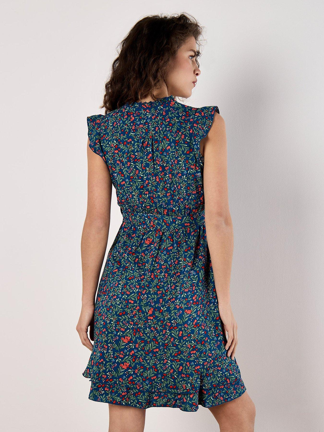 apricot-flower-forest-ruffle-ditsy-dress-bluestillFront