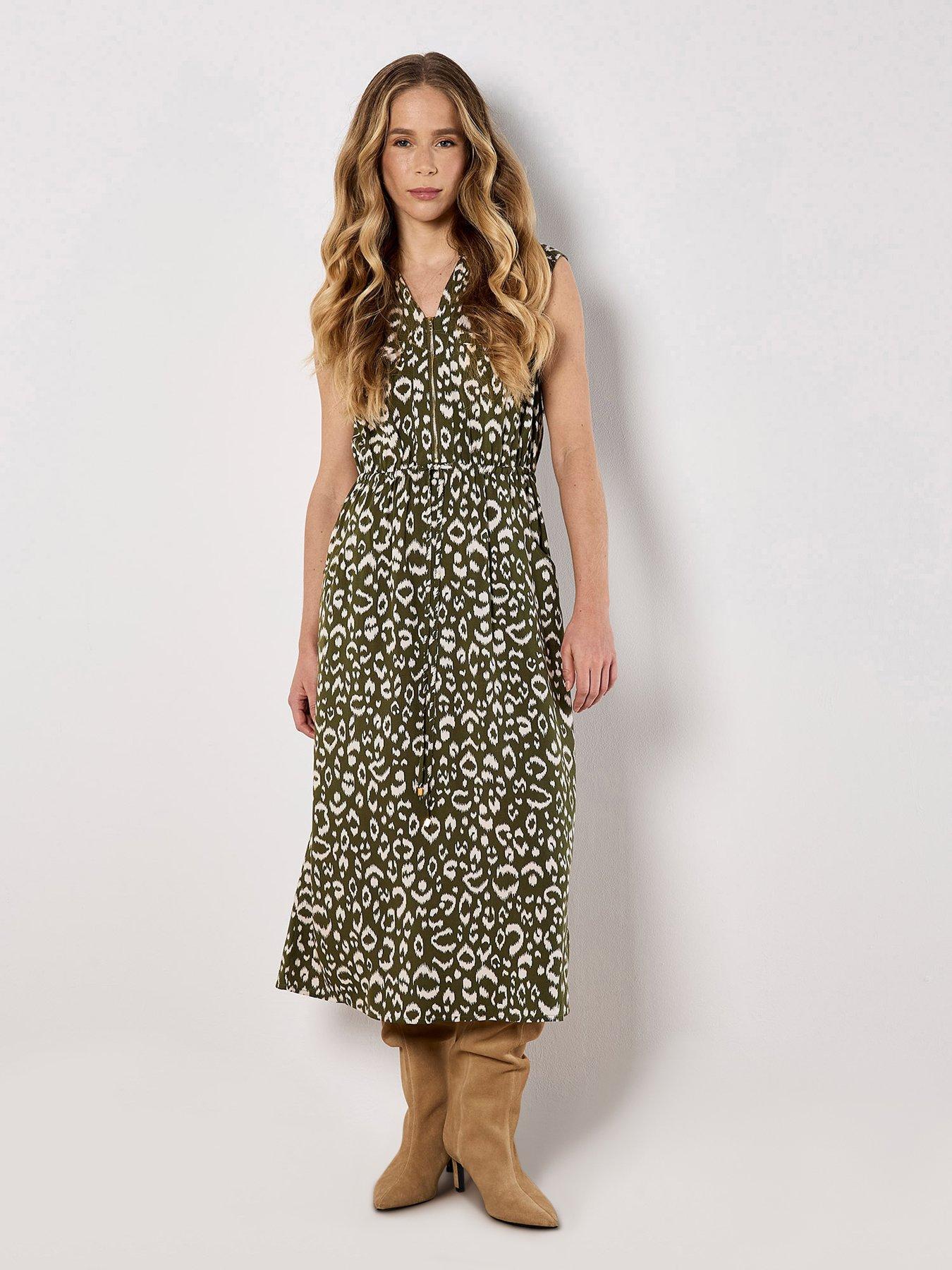 Apricot Apricot Ikat Animal Zip Dtl Midi Dress