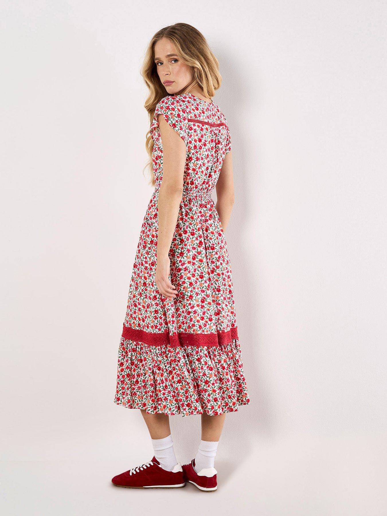 Image 2 of 4 of Apricot Floral Anthology Midi Dress - White