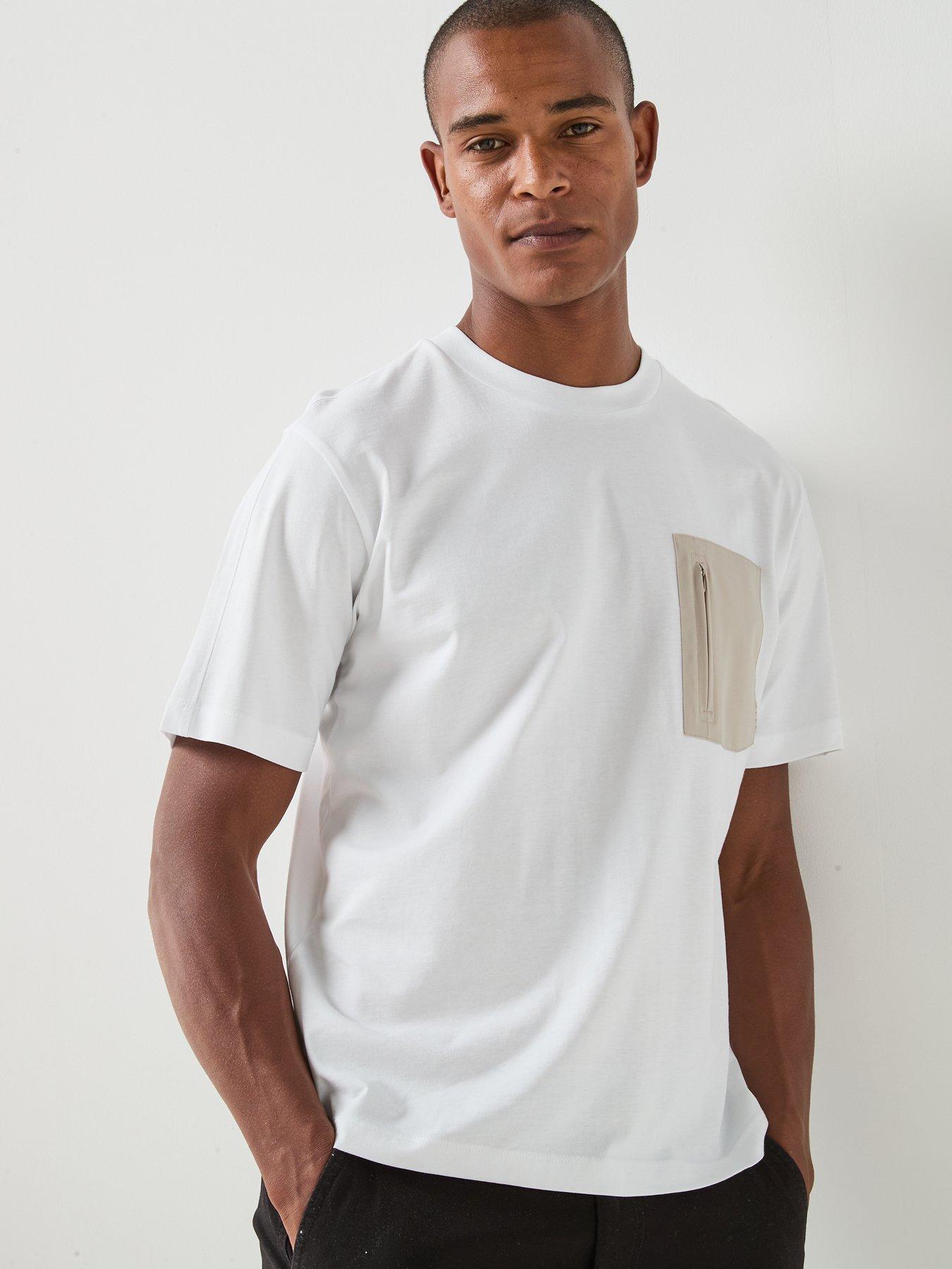 Image 1 of 6 of Jack & Jones Fusion Woven Pocket T-Shirt - Bright White