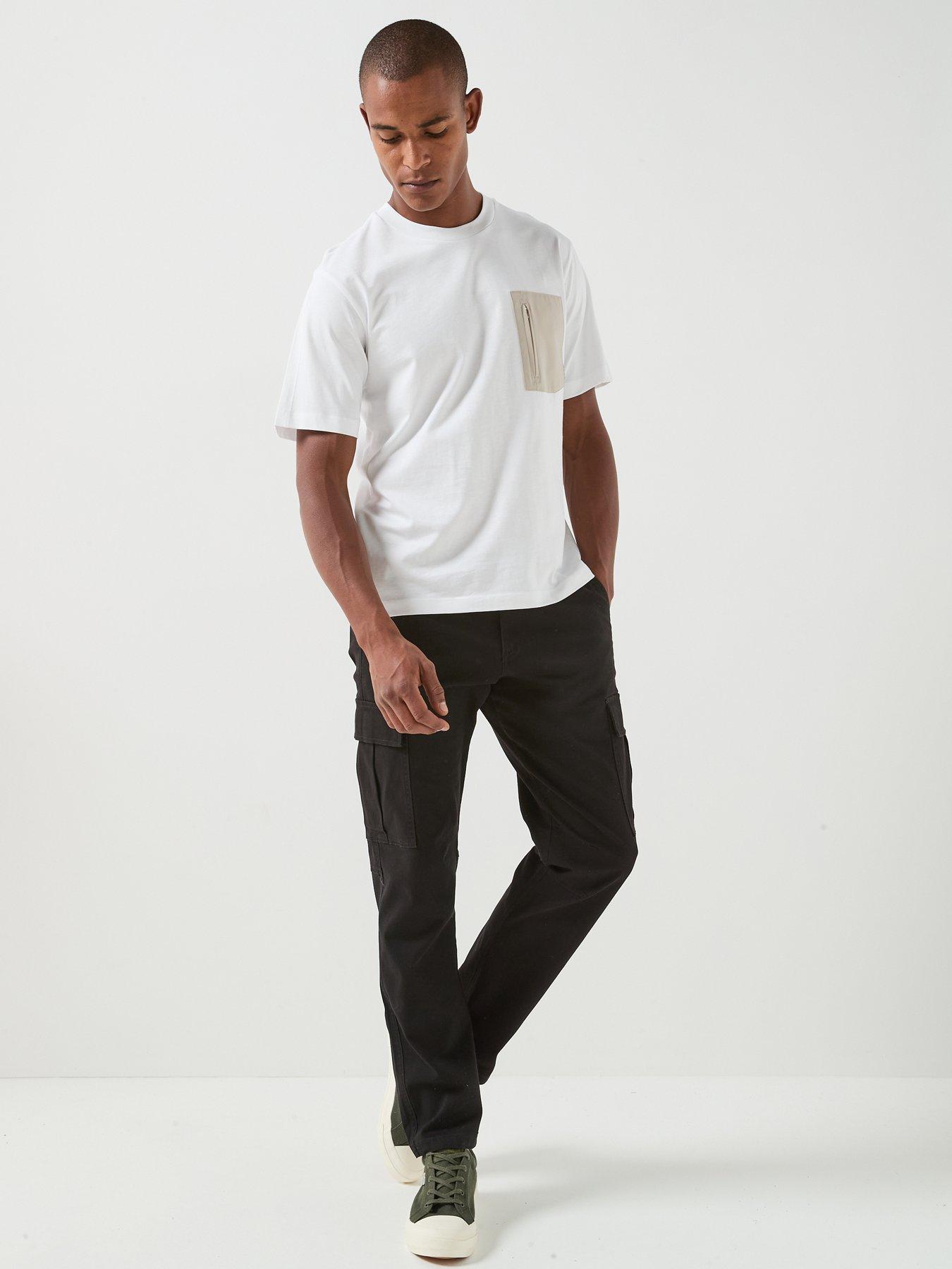 Image 3 of 6 of Jack & Jones Fusion Woven Pocket T-Shirt - Bright White