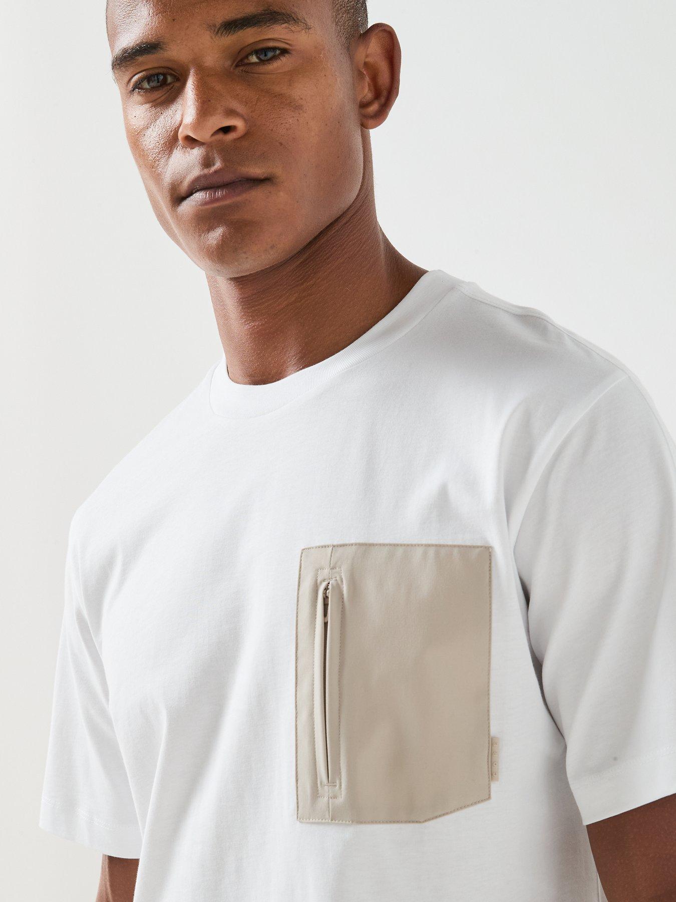 Image 4 of 6 of Jack & Jones Fusion Woven Pocket T-Shirt - Bright White