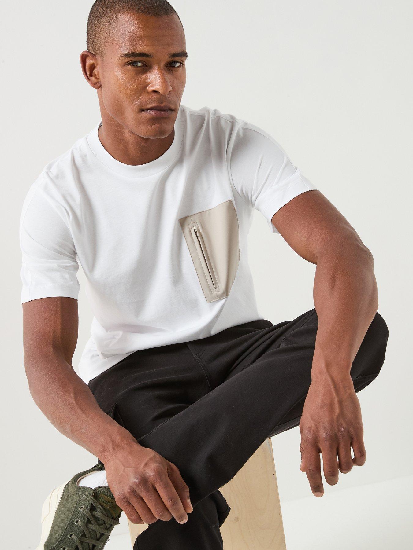 Image 5 of 6 of Jack & Jones Fusion Woven Pocket T-Shirt - Bright White