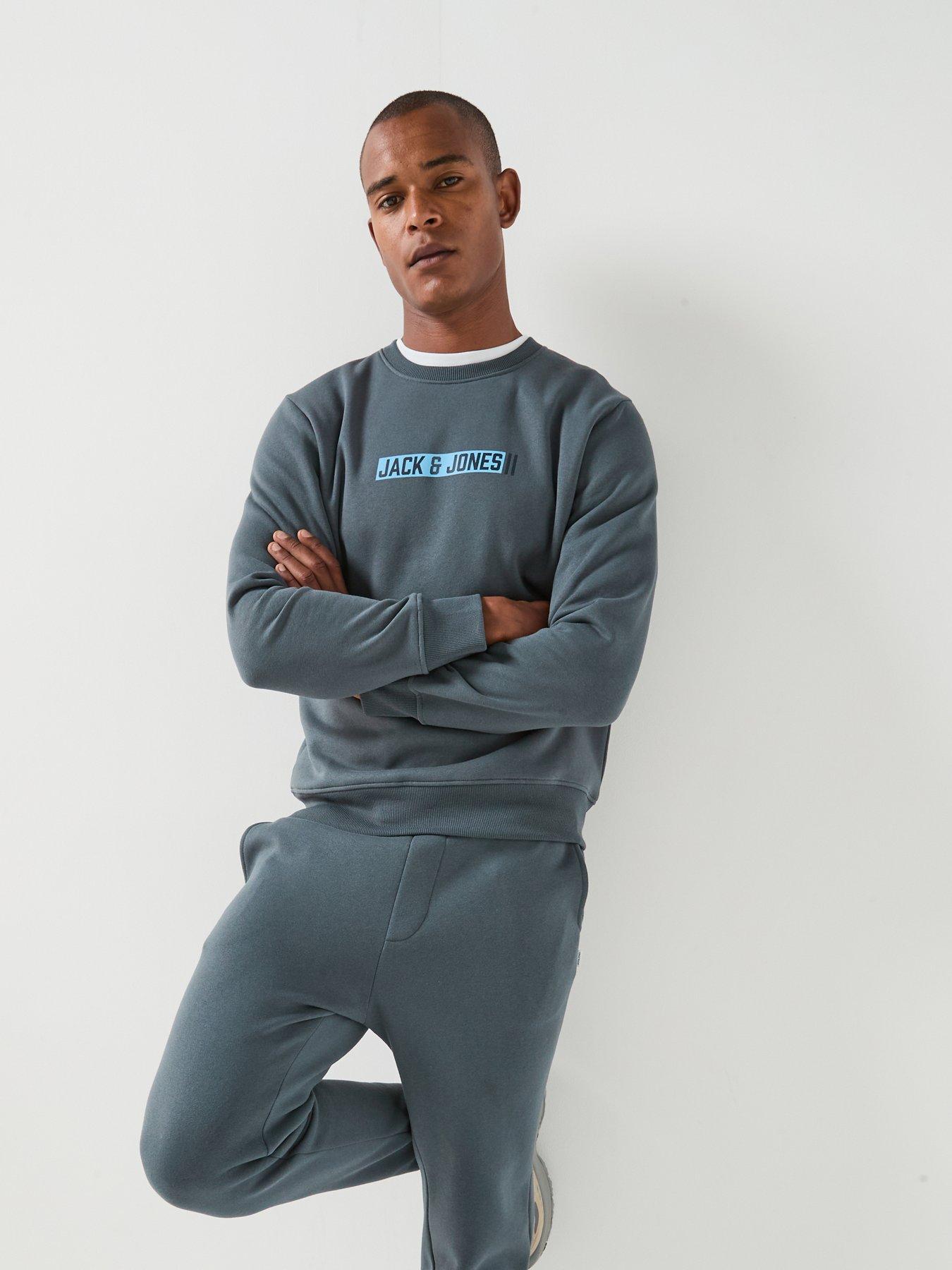 Jack & Jones Men's Crew Neck Logo Sweatshirt - Turbulence