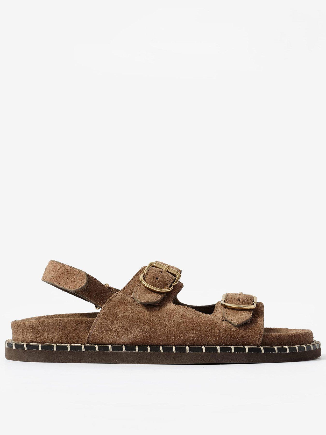 Image 1 of 5 of Mint Velvet Aria Suede Sandals - Brown