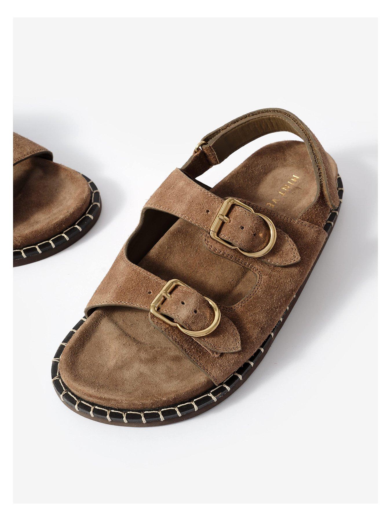 Image 3 of 5 of Mint Velvet Aria Suede Sandals - Brown