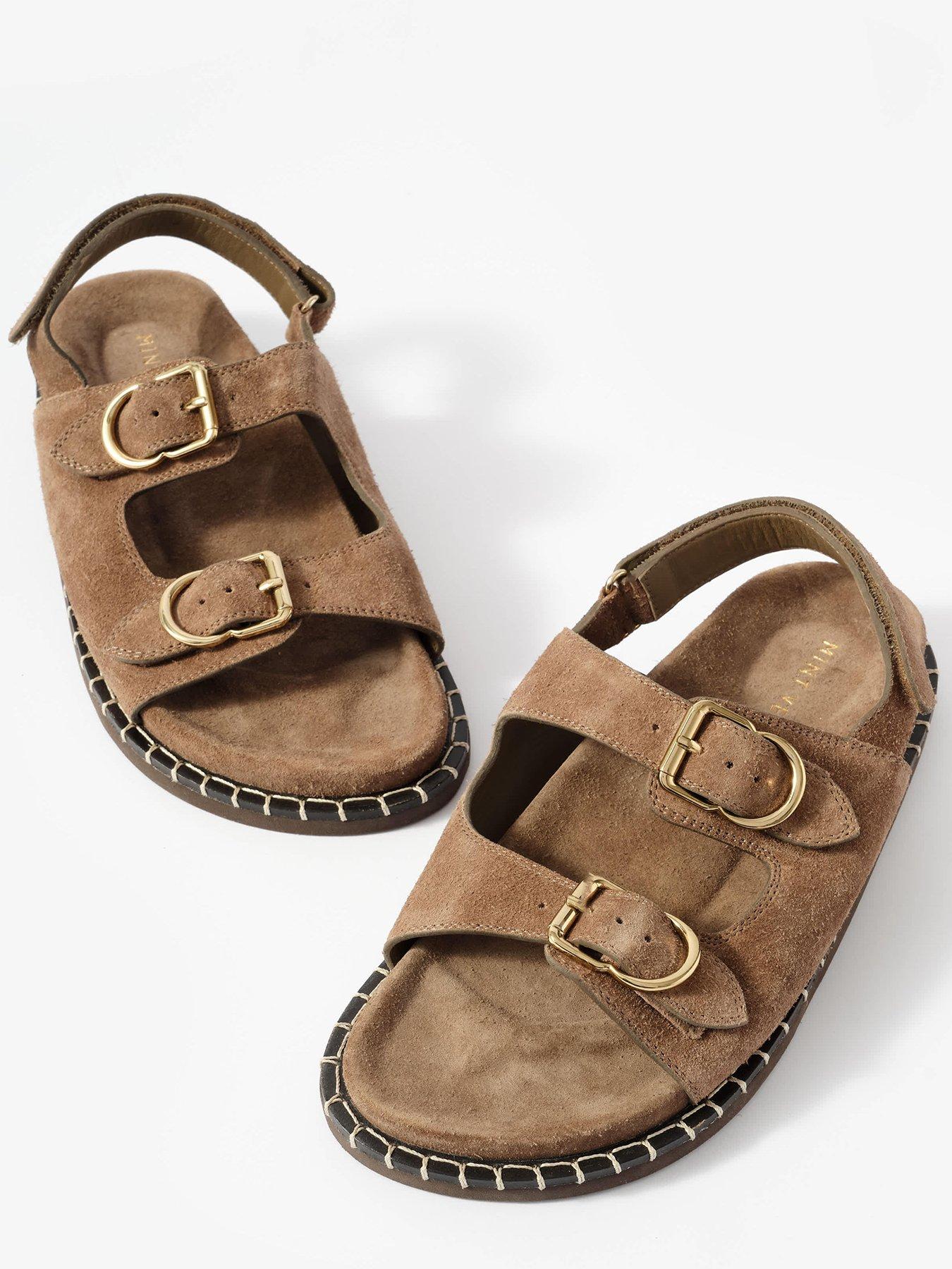 Image 4 of 5 of Mint Velvet Aria Suede Sandals - Brown