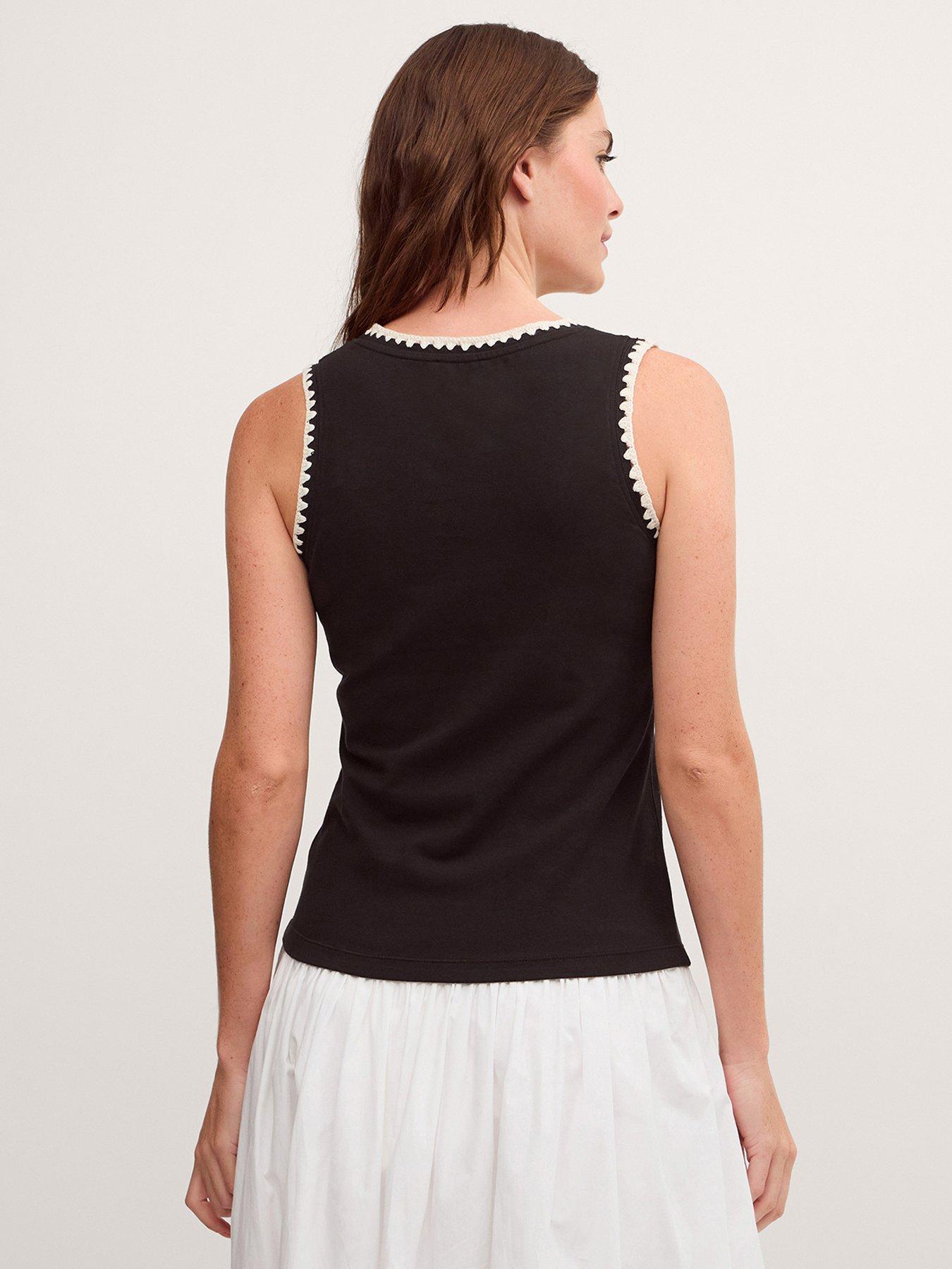 Image 2 of 5 of Monsoon Teri Trim Jersey Cami - Black