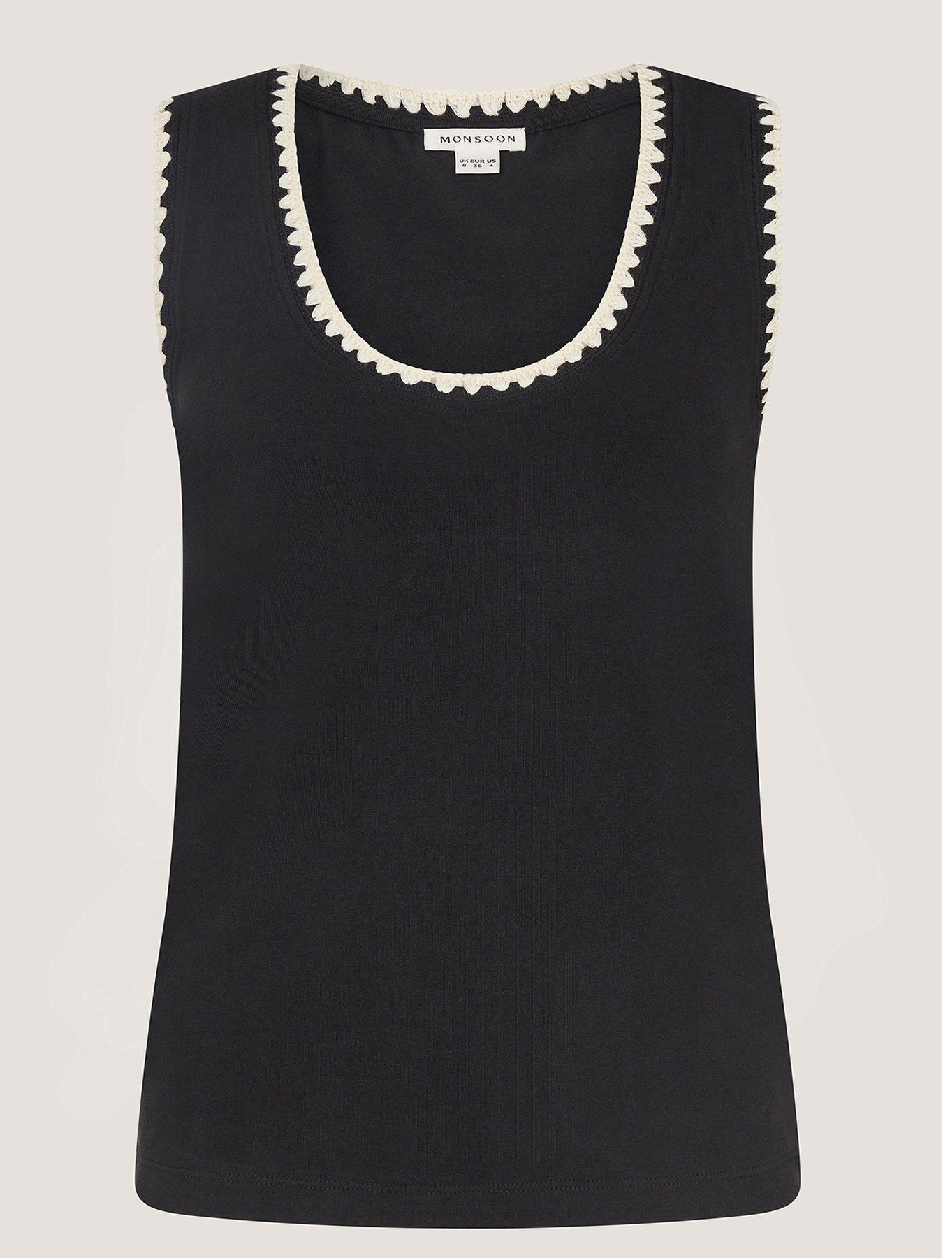 Image 5 of 5 of Monsoon Teri Trim Jersey Cami - Black
