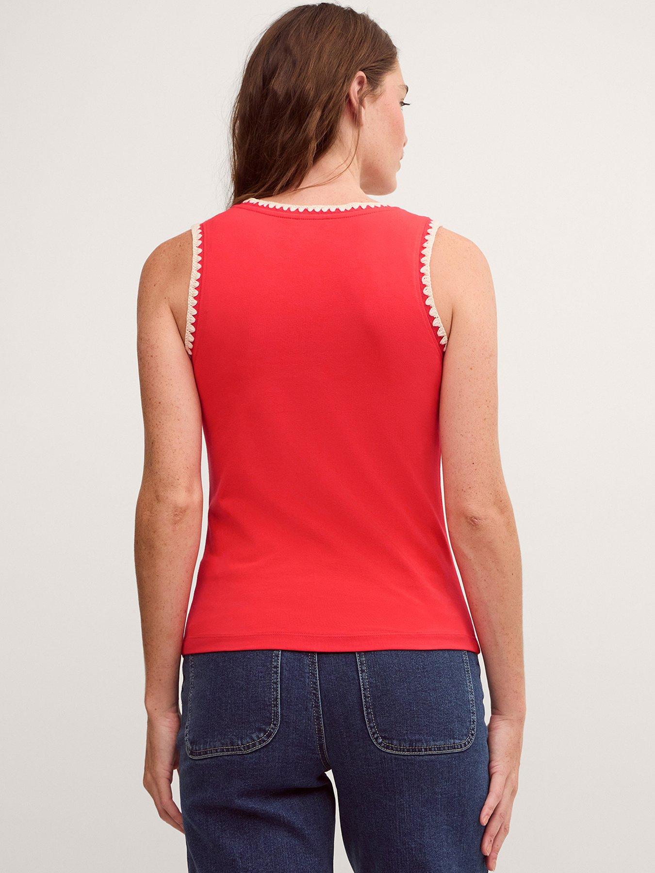 Image 2 of 5 of Monsoon Teri Trim Jersey Cami Top - Red