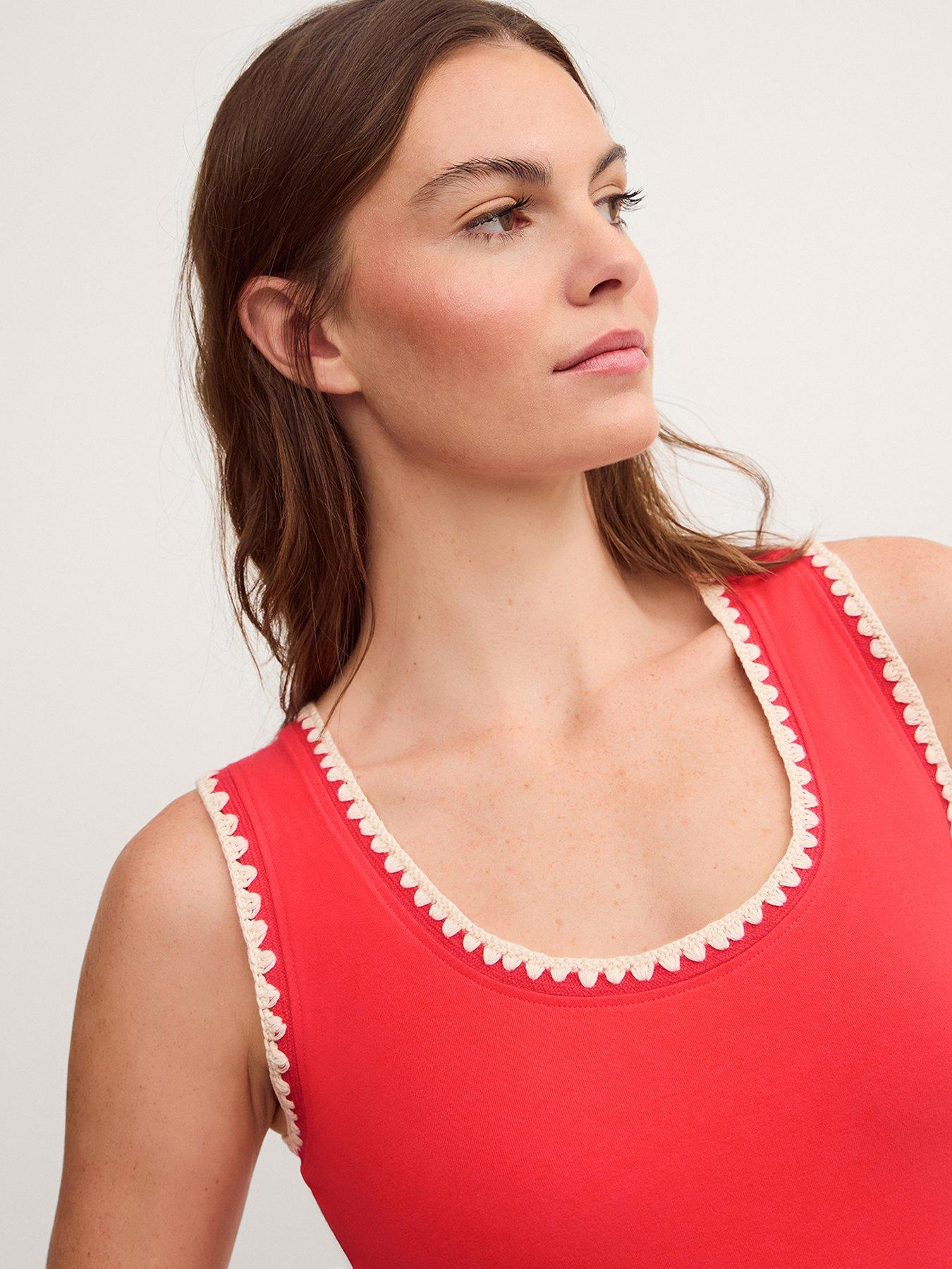 Image 4 of 5 of Monsoon Teri Trim Jersey Cami Top - Red